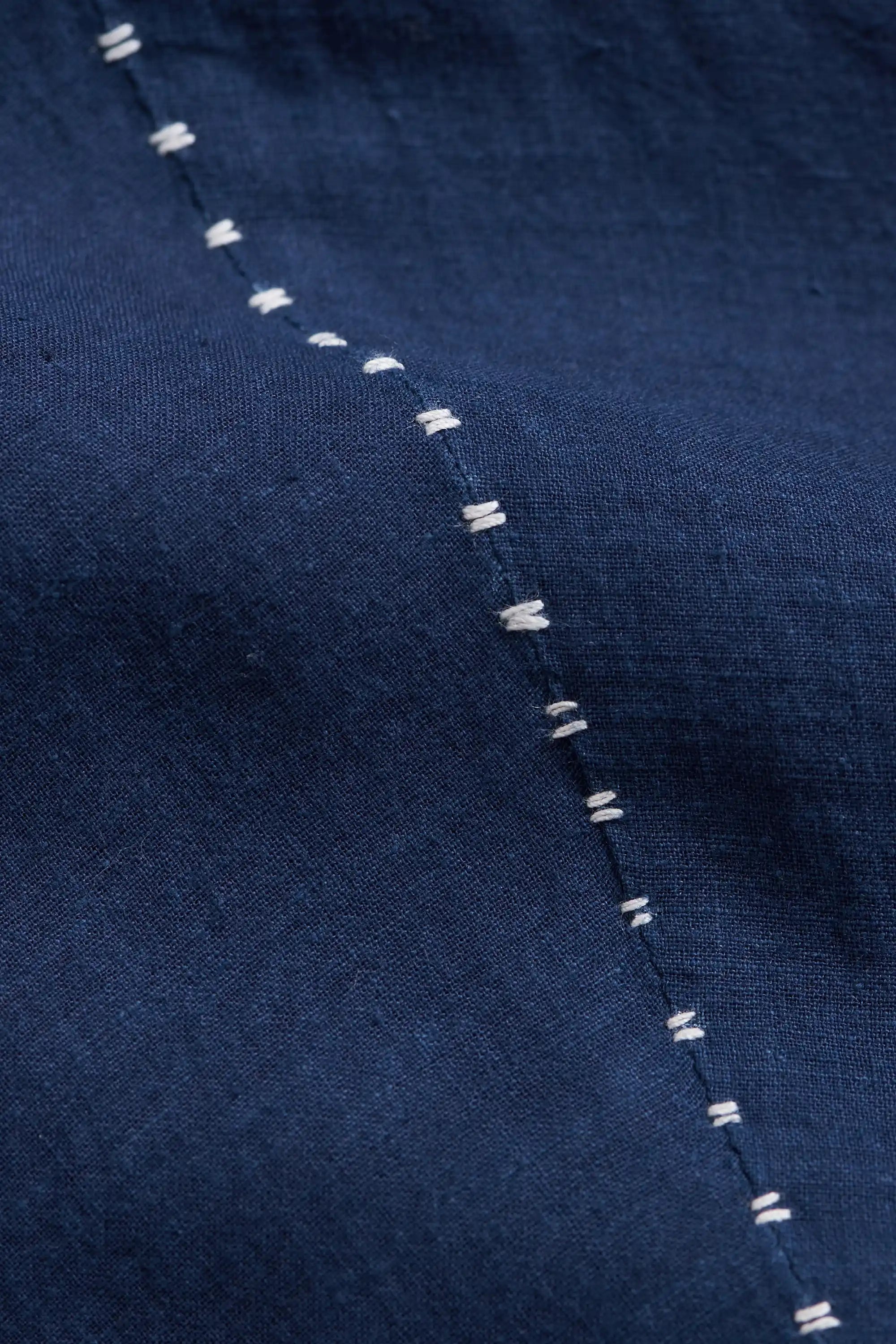 Close-up of a blue fabric with hand detail
