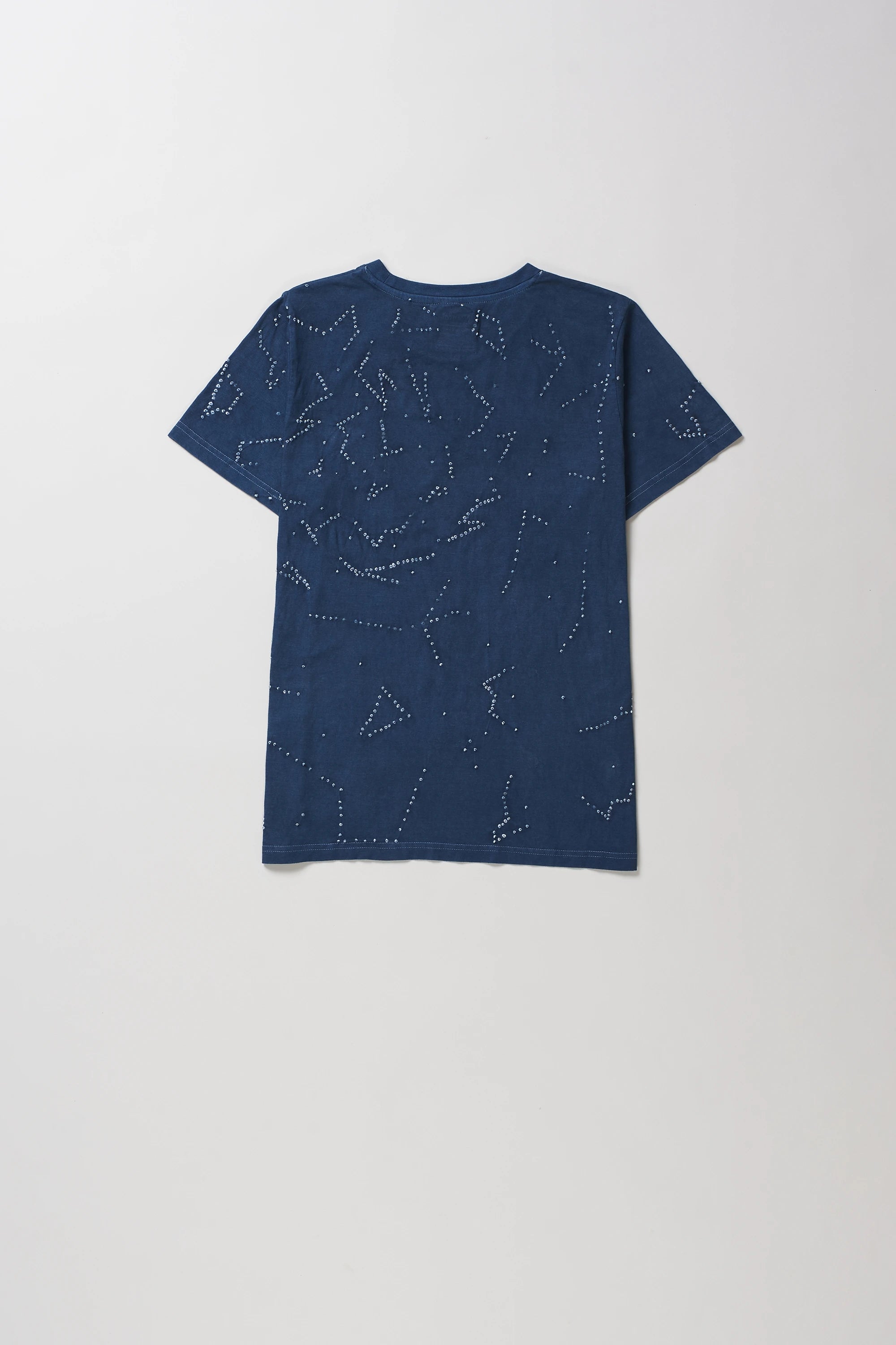 Space Blue Cotton Bandhani T-Shirt