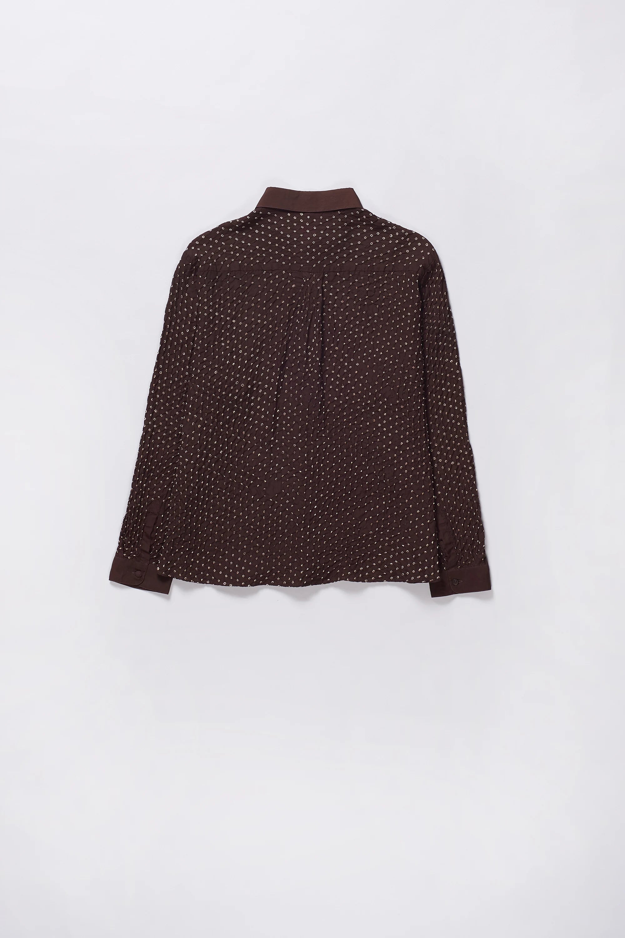 Silk Bandhani Shirt in Burnt Umber