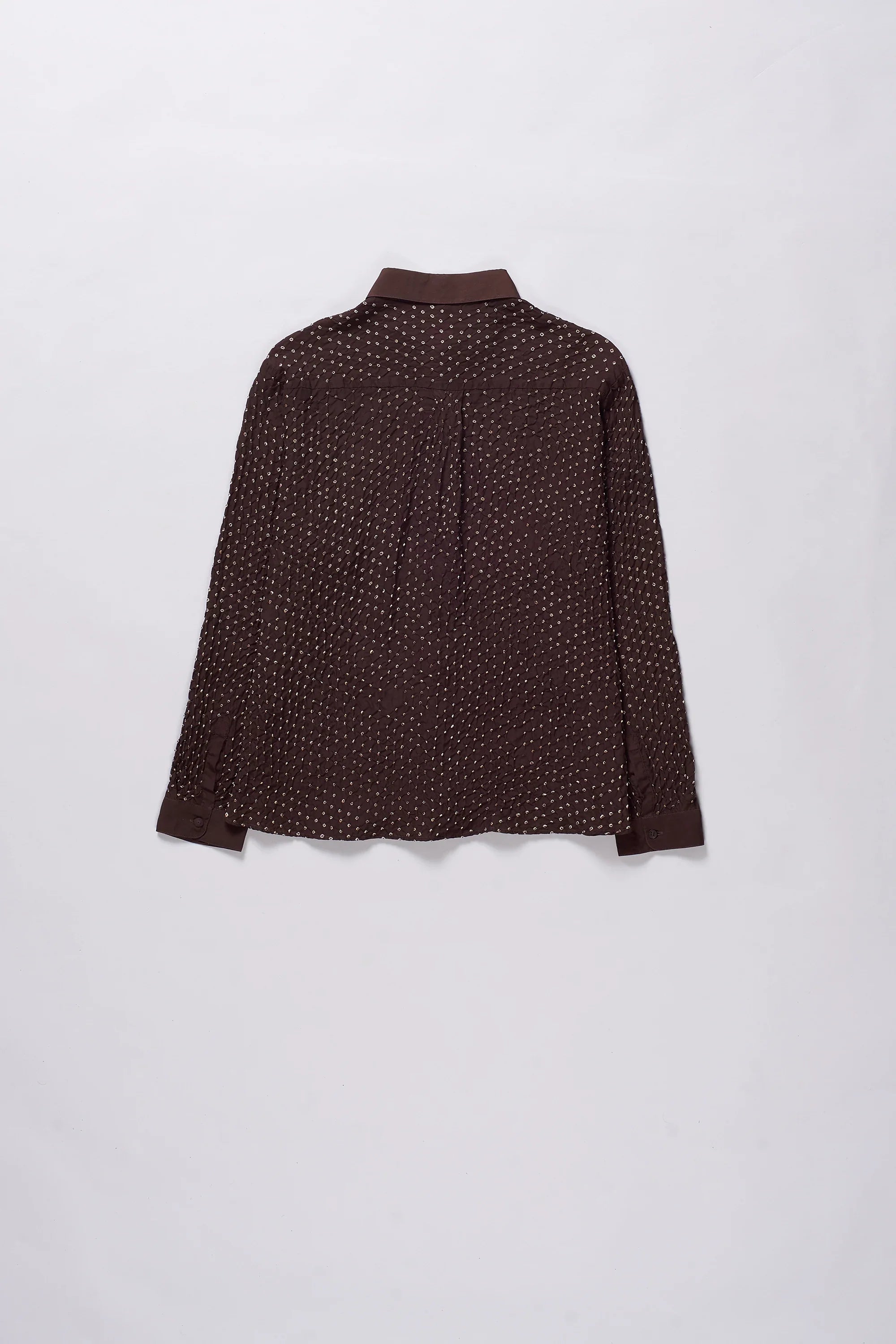 SILK BANDHANI SHIRT IN BURNT UMBER