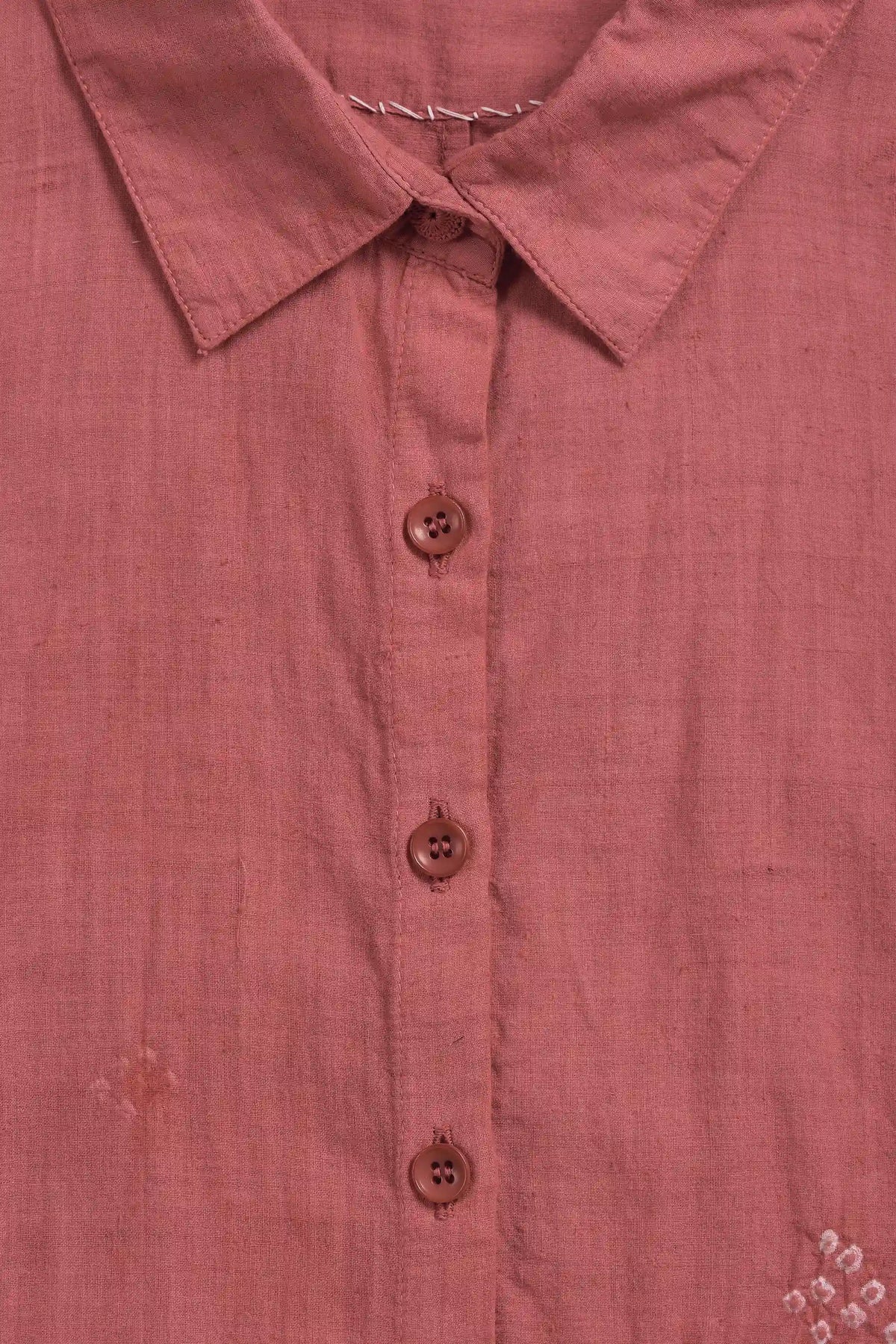 Cotton Bandhani Shirt in Pink Wood