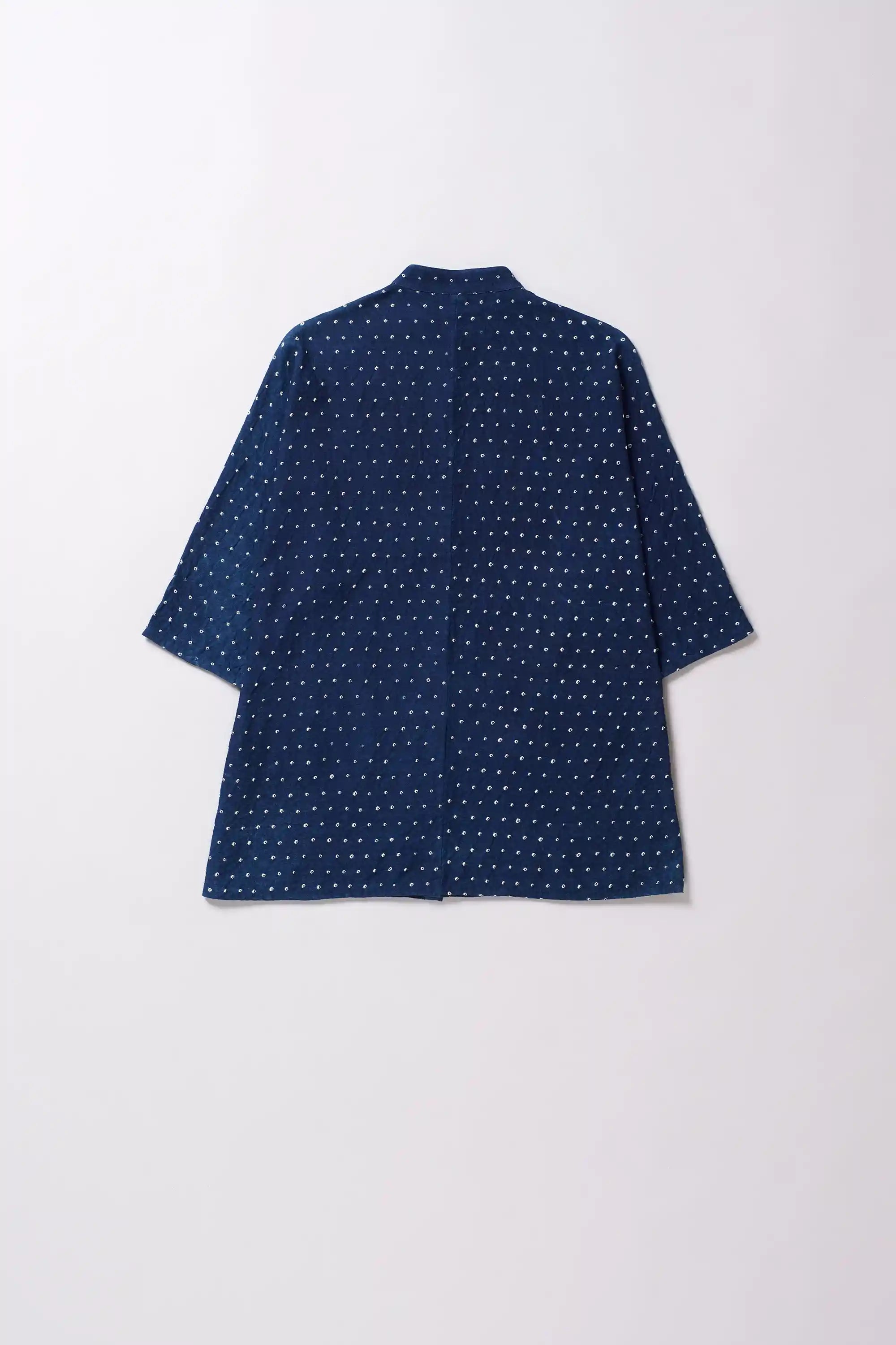 Indigo Macca Bandhani Relaxed Shirt