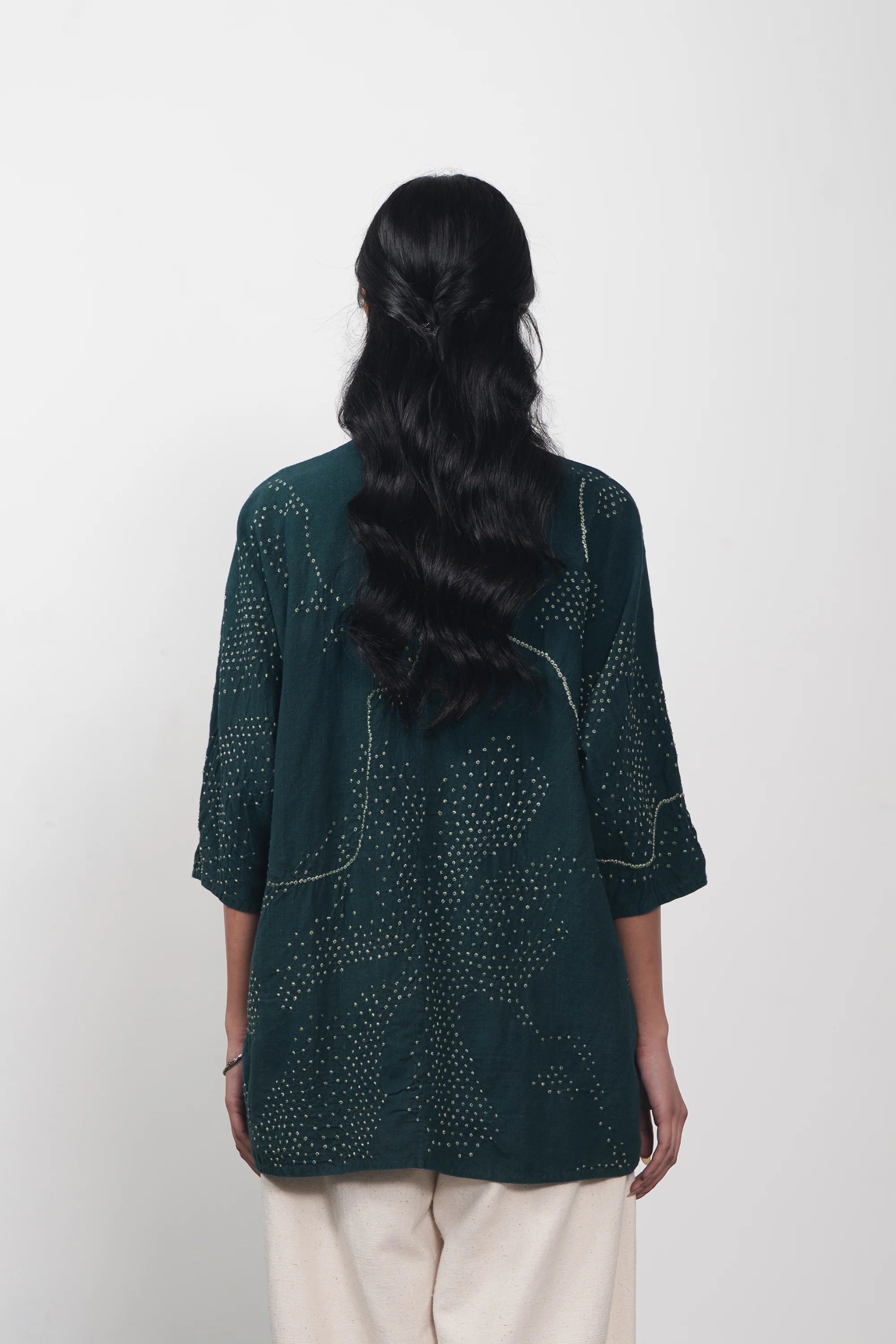 Kimono-Sleeve Shirt in Bottle Green