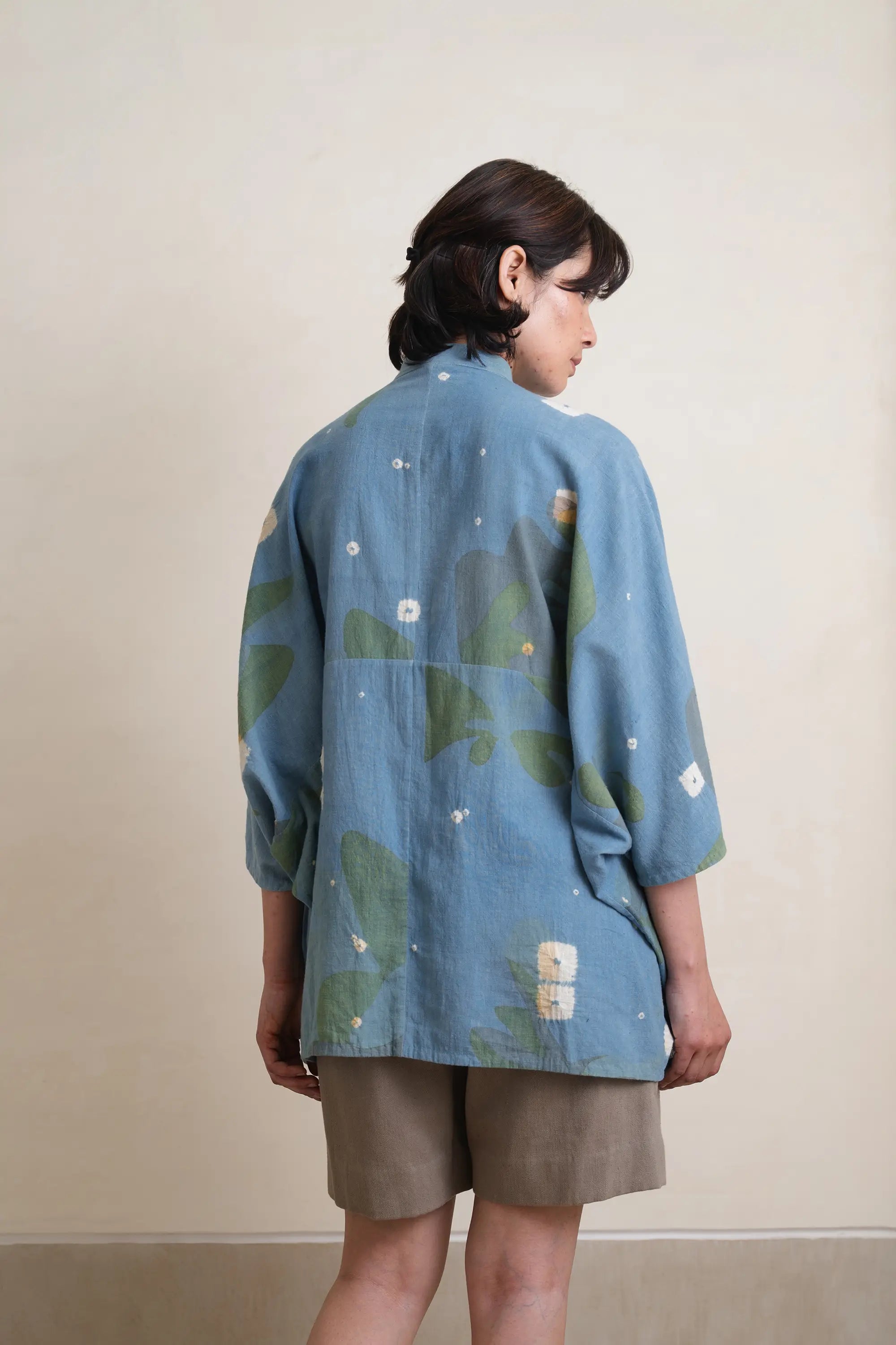 Shibori-Bandhani Shirt in Sky Indigo