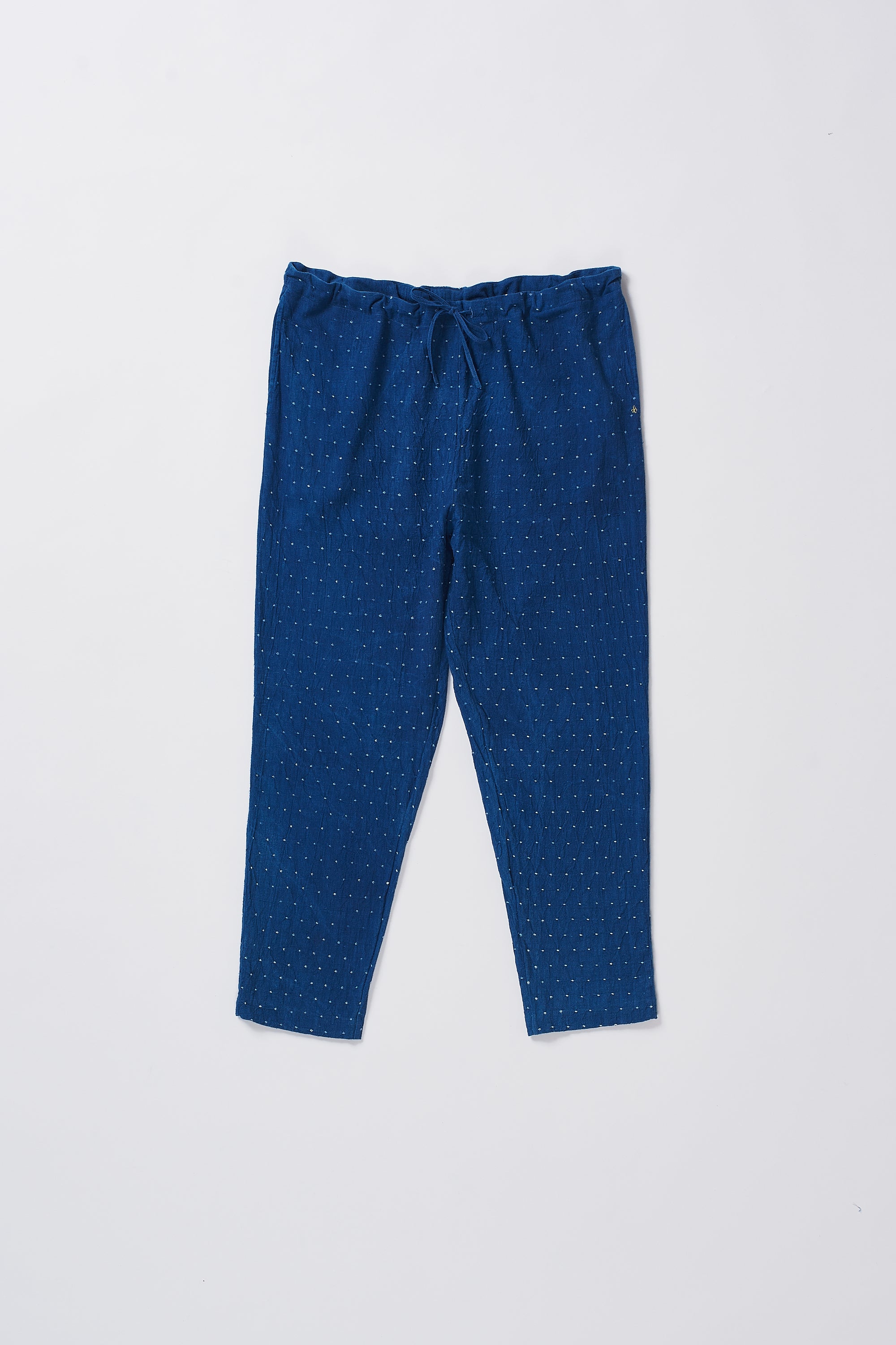 Medium Indigo Bandhani Cotton Drawstring Pant