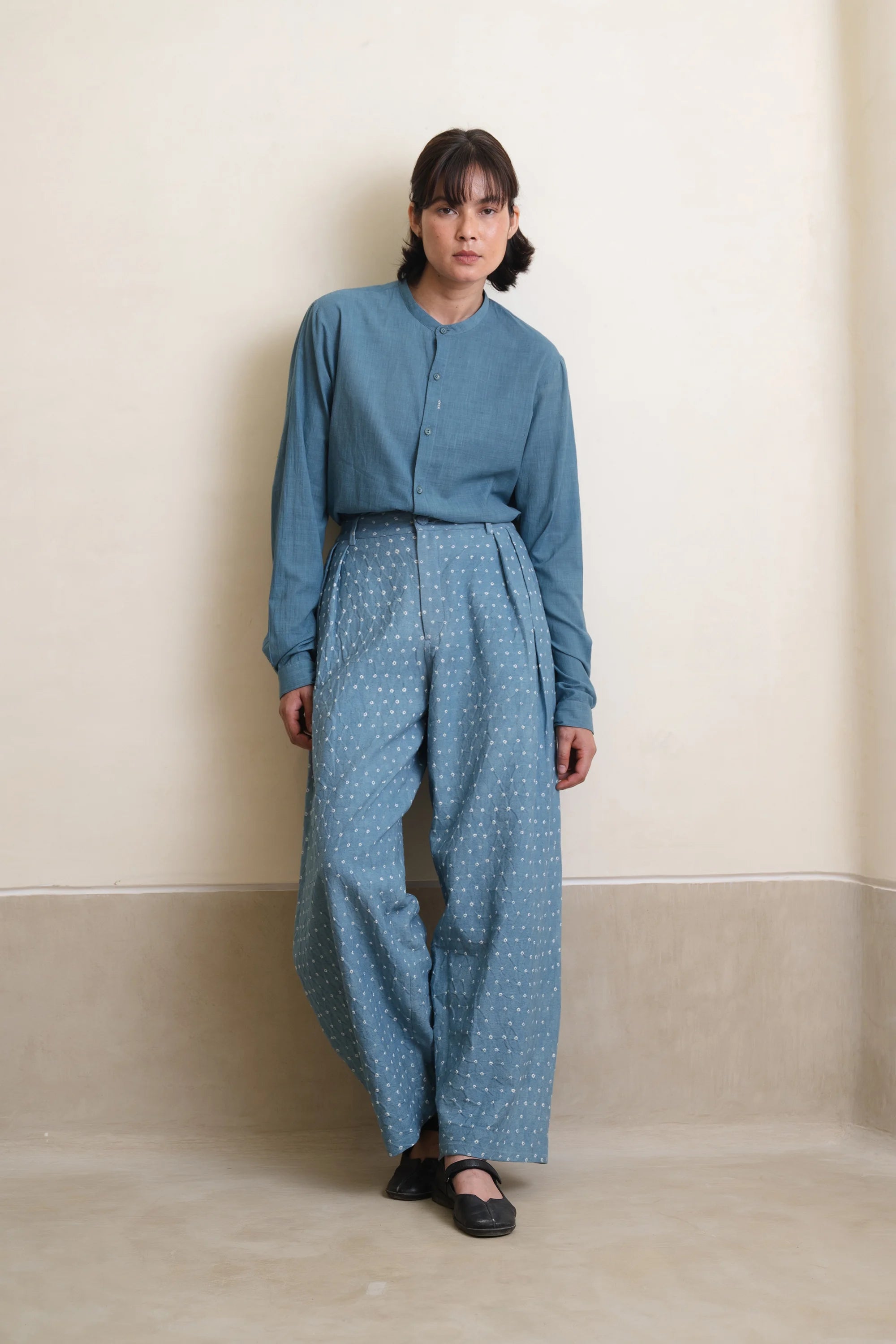 Powder Blue Wide Bandhani Pants
