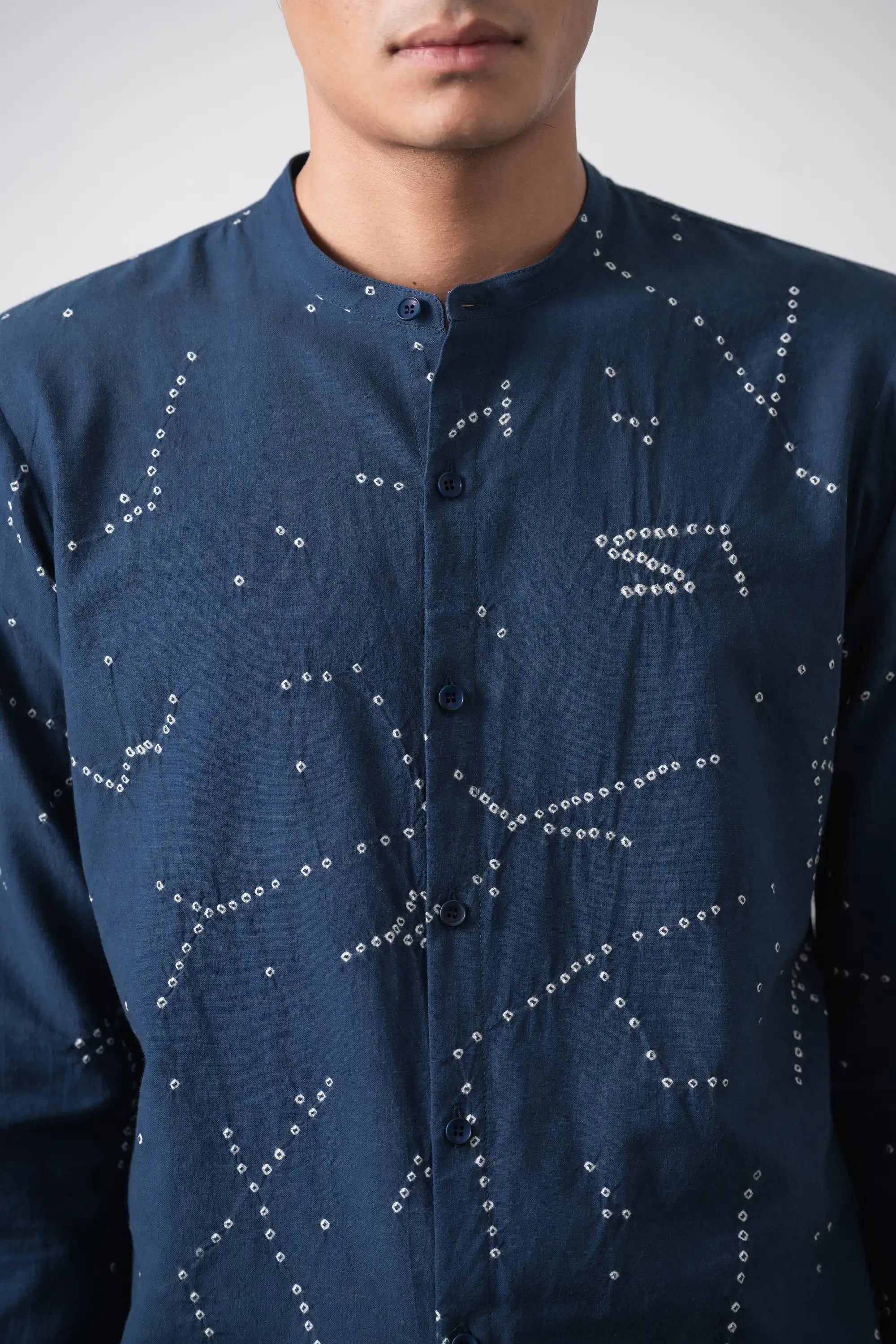 Space Blue Virgo Shirt with Bandhani