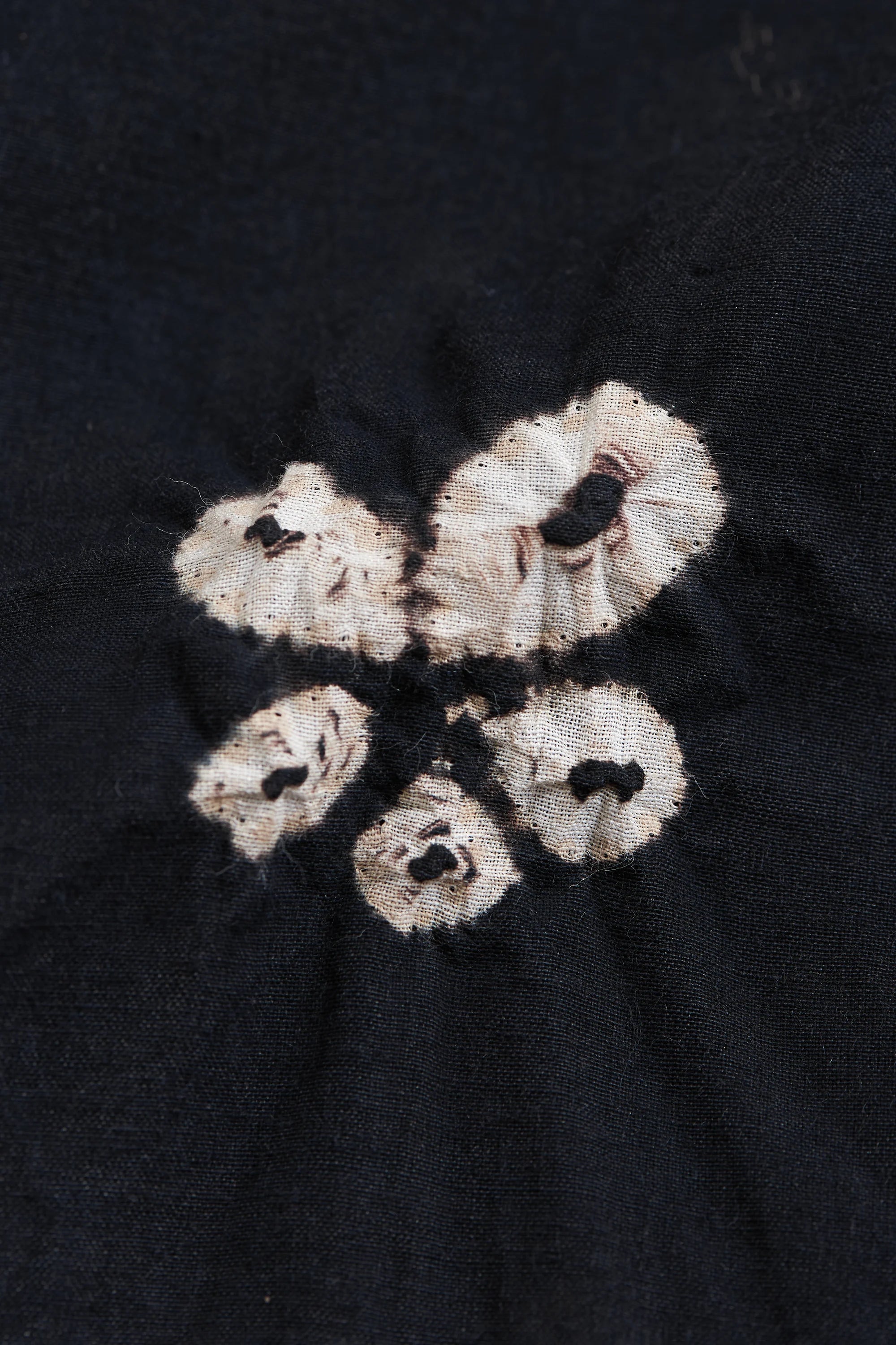 Band Collar Bandhani Shirt in Black