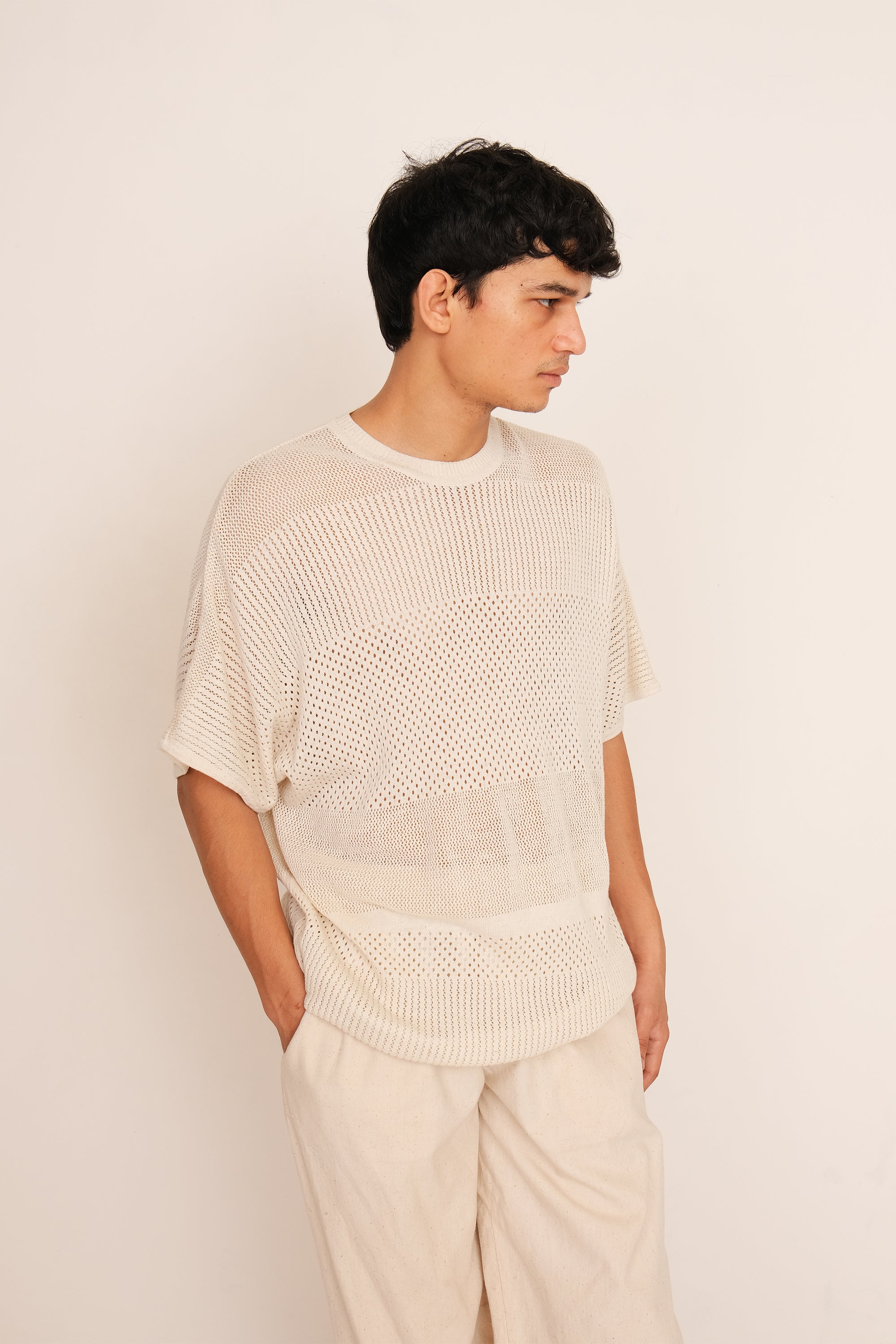 Undyed Cotton Knitted T-Shirt