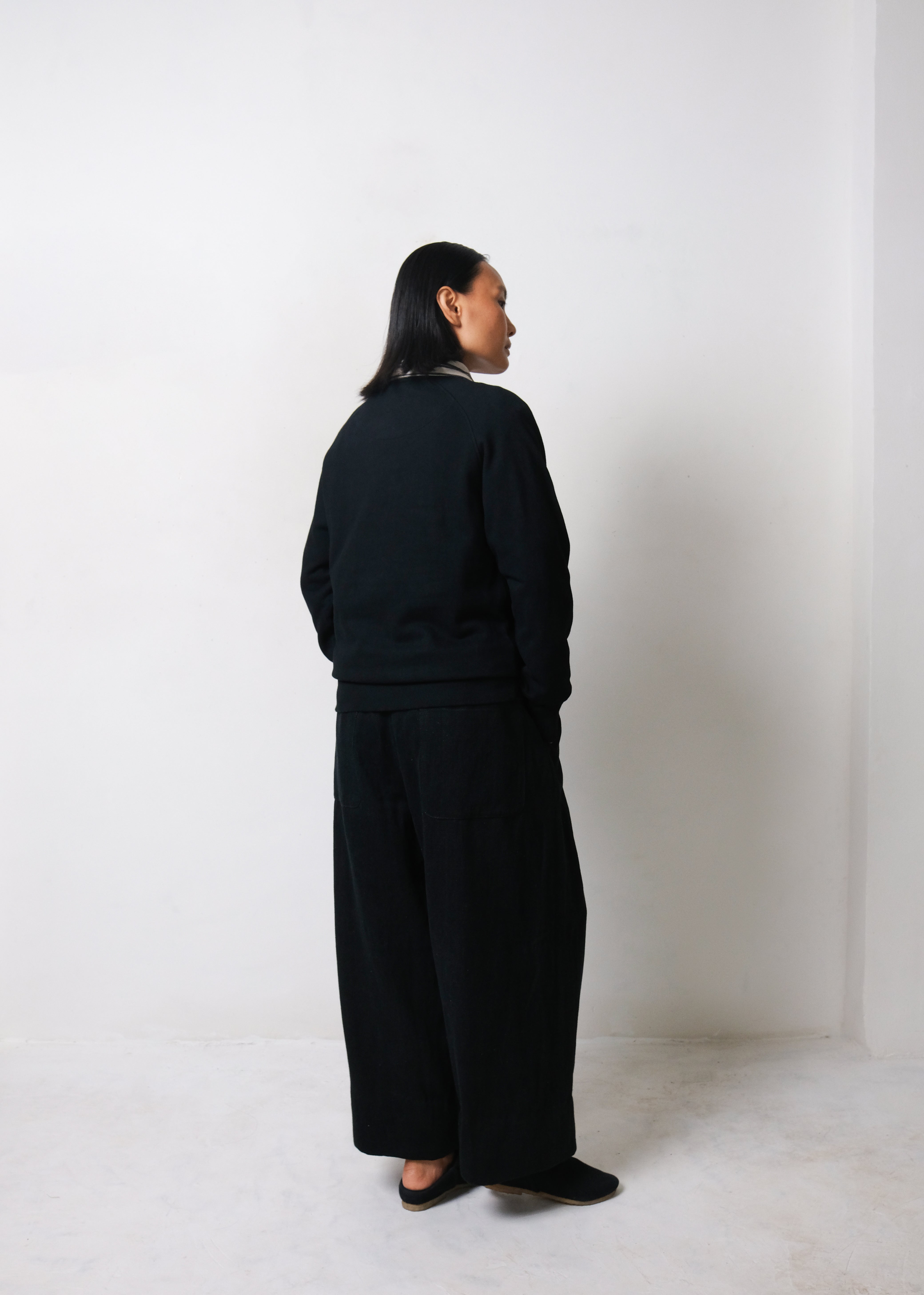 Black Linen Pleated Pants