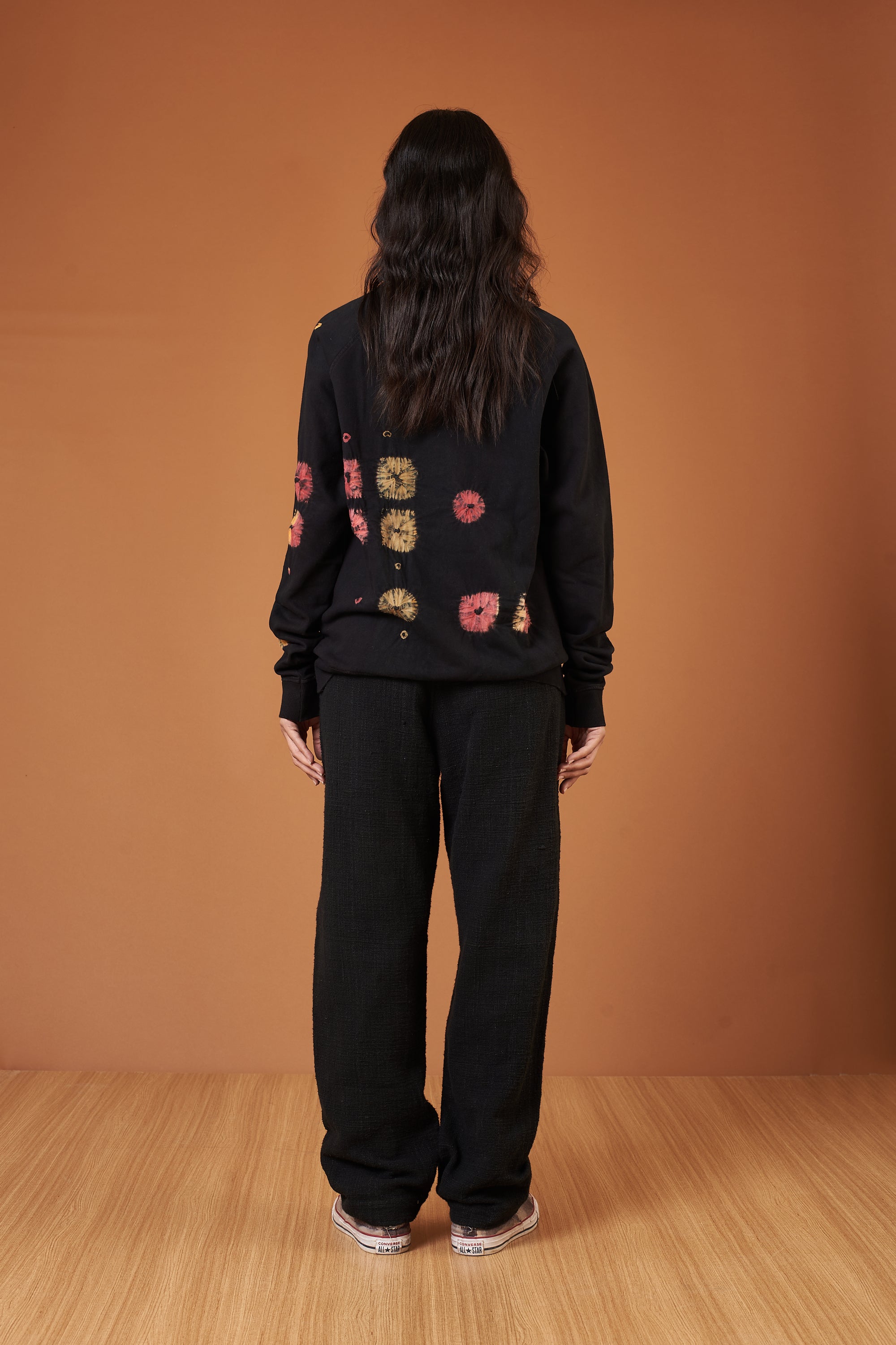 BLACK UNISEX DRAWSTRING TEXTURED TROUSERS