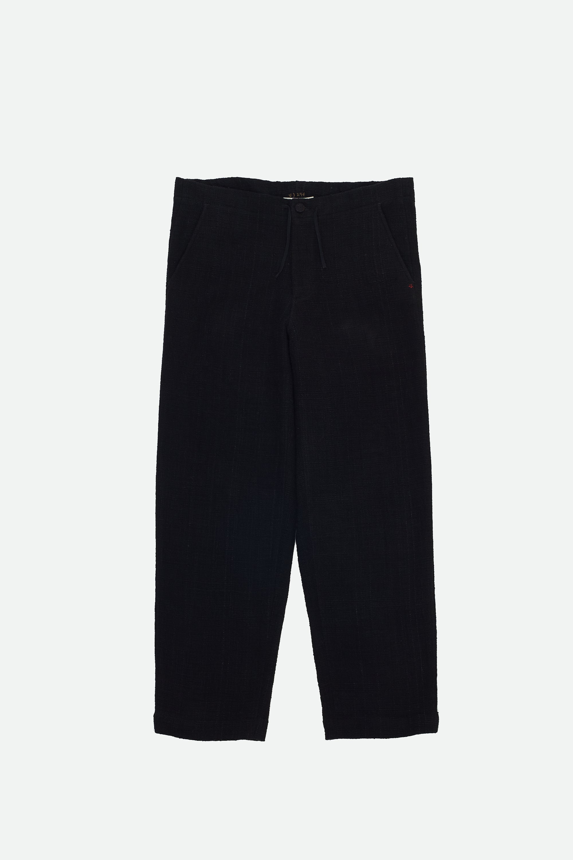 BLACK UNISEX DRAWSTRING TEXTURED TROUSERS
