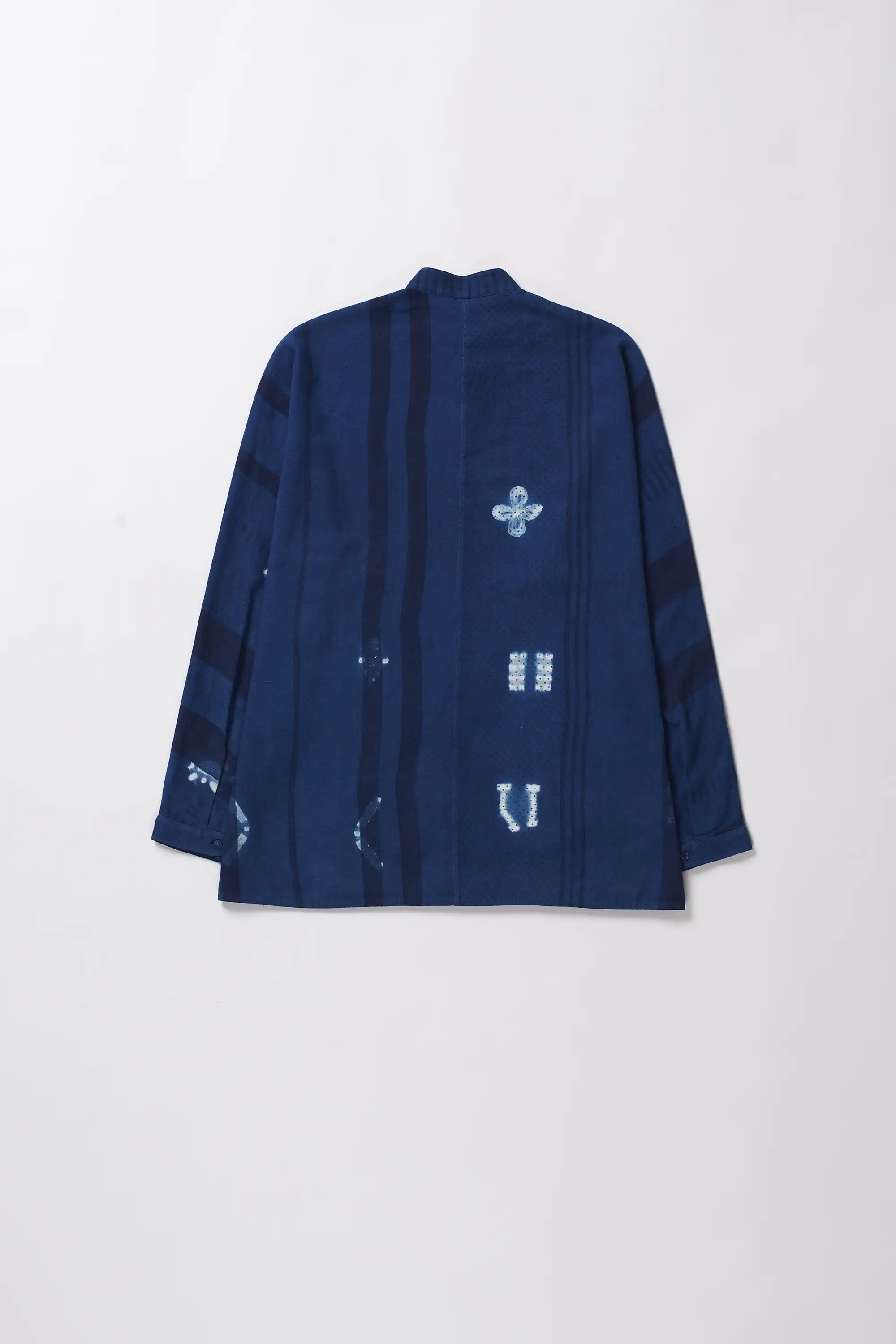 Back shot of a image of a cotton shibori shirt