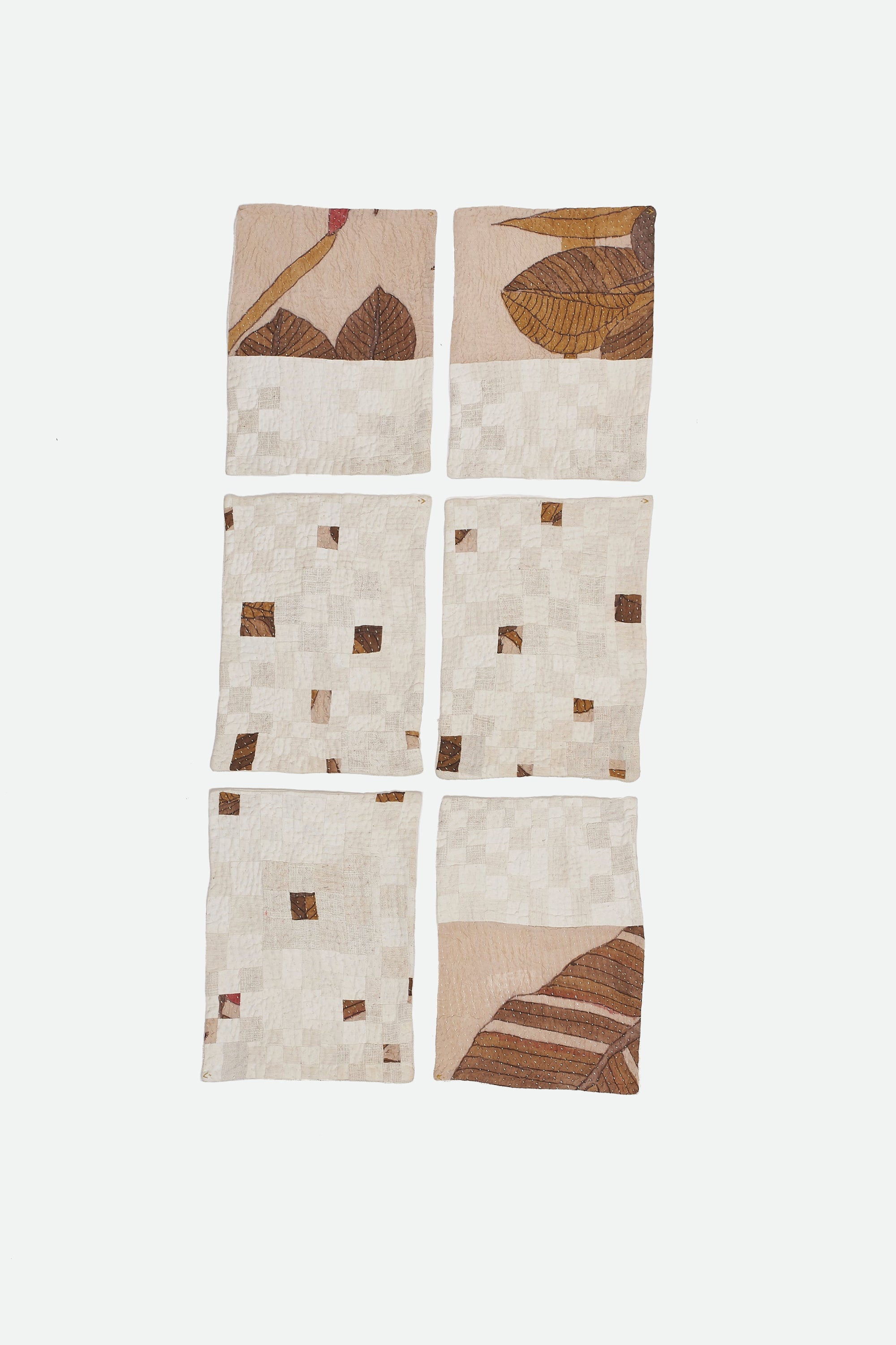 CHEQUERED PATCHWORK PLACEMAT IN SHADES OF ECRU