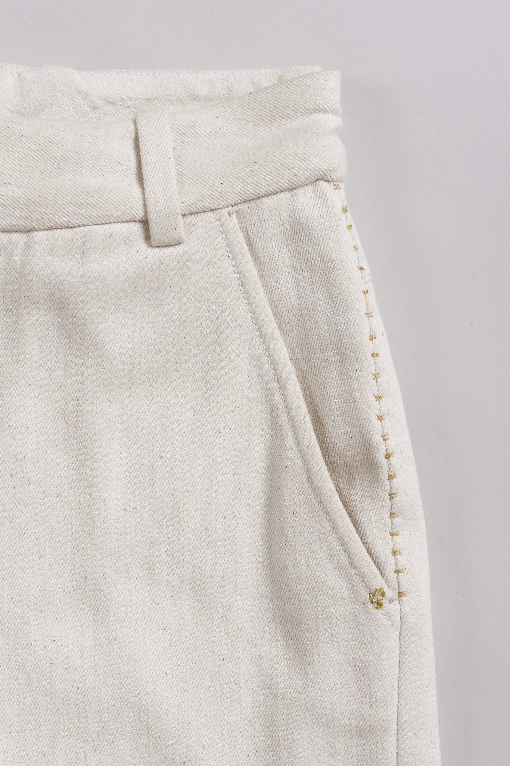 Close-up of pocket and hand detail