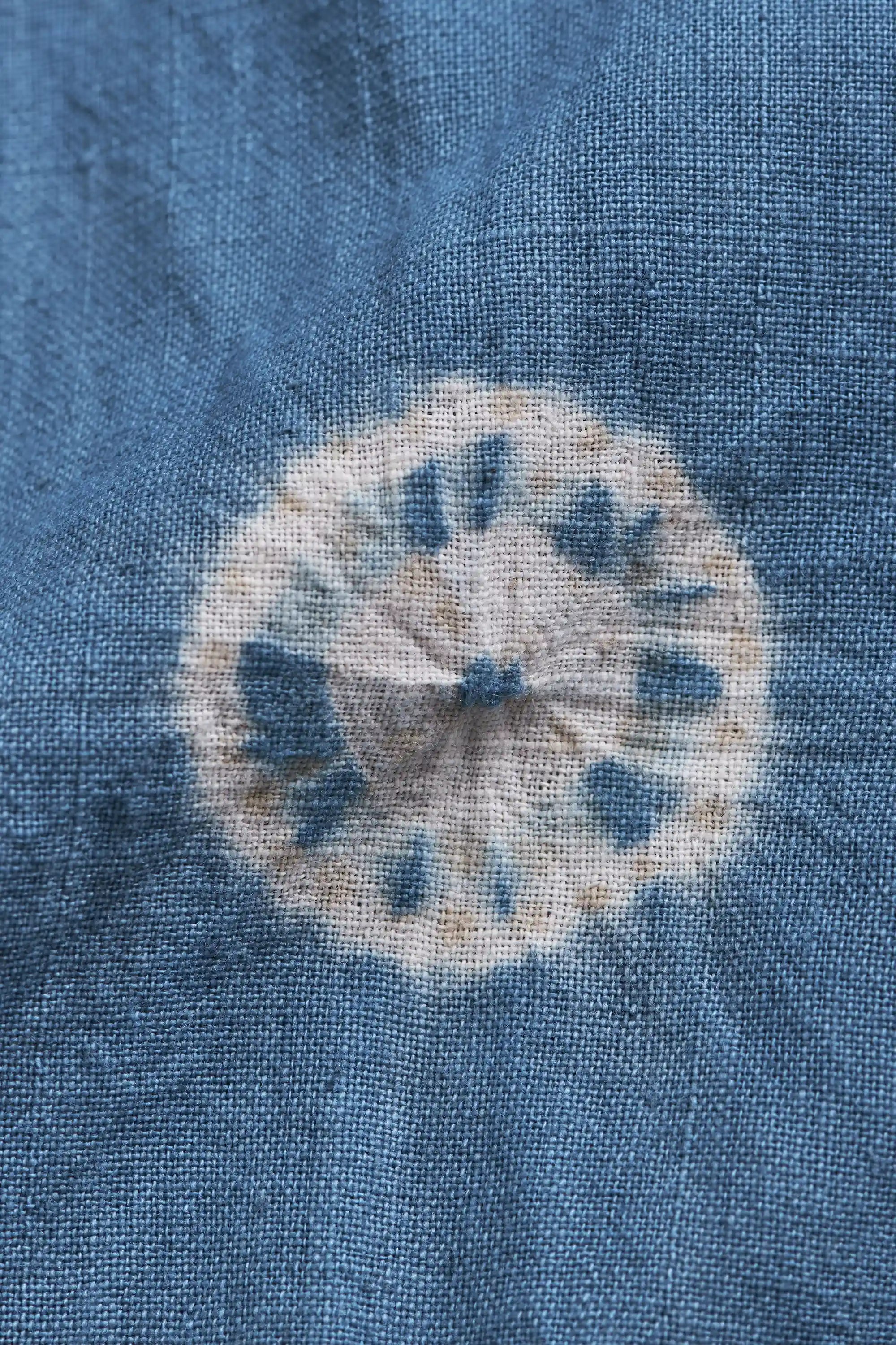 Fabric close-up with hand shibori work