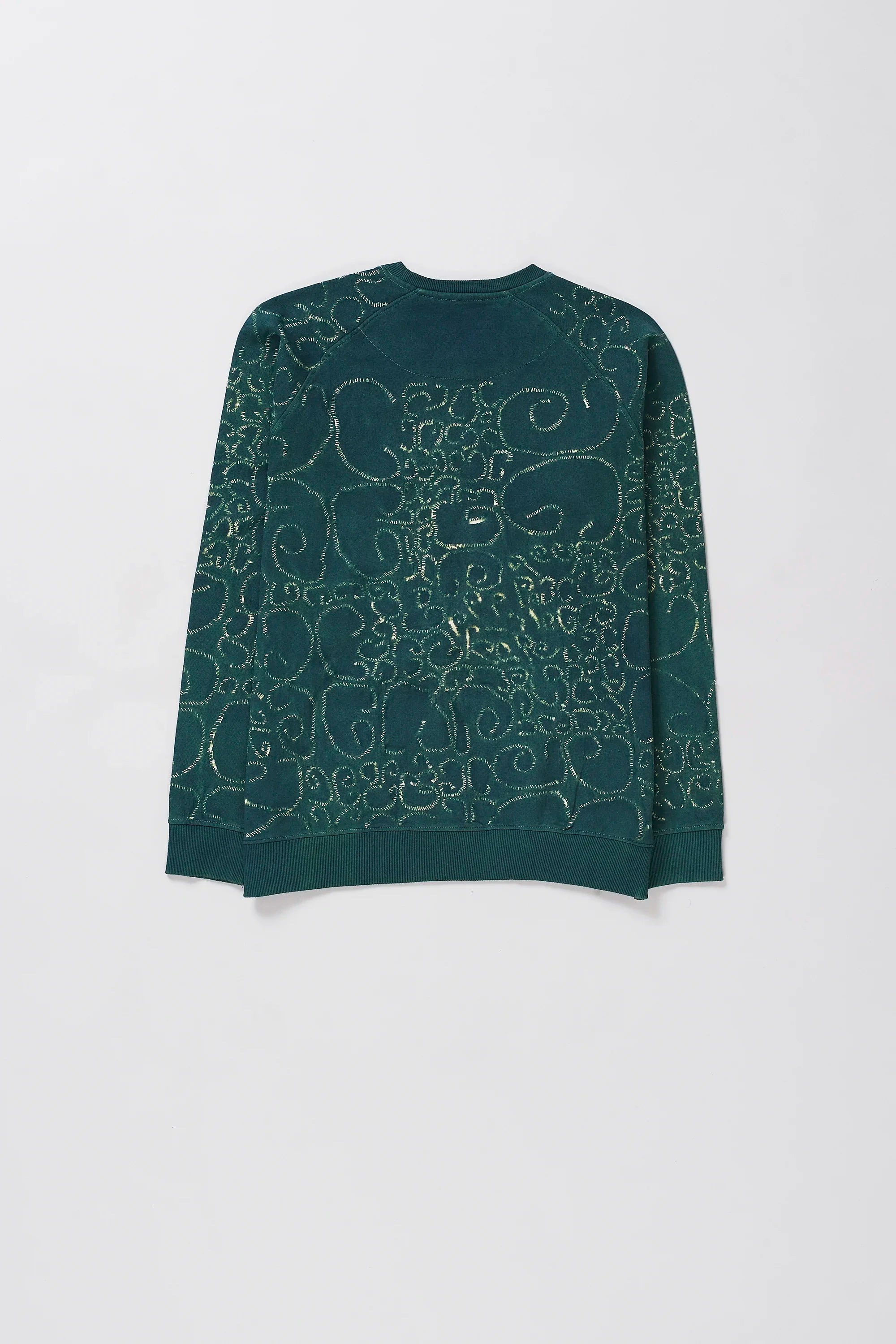 Sweatshirt with Bandhani and Shibori in Bottle Green
