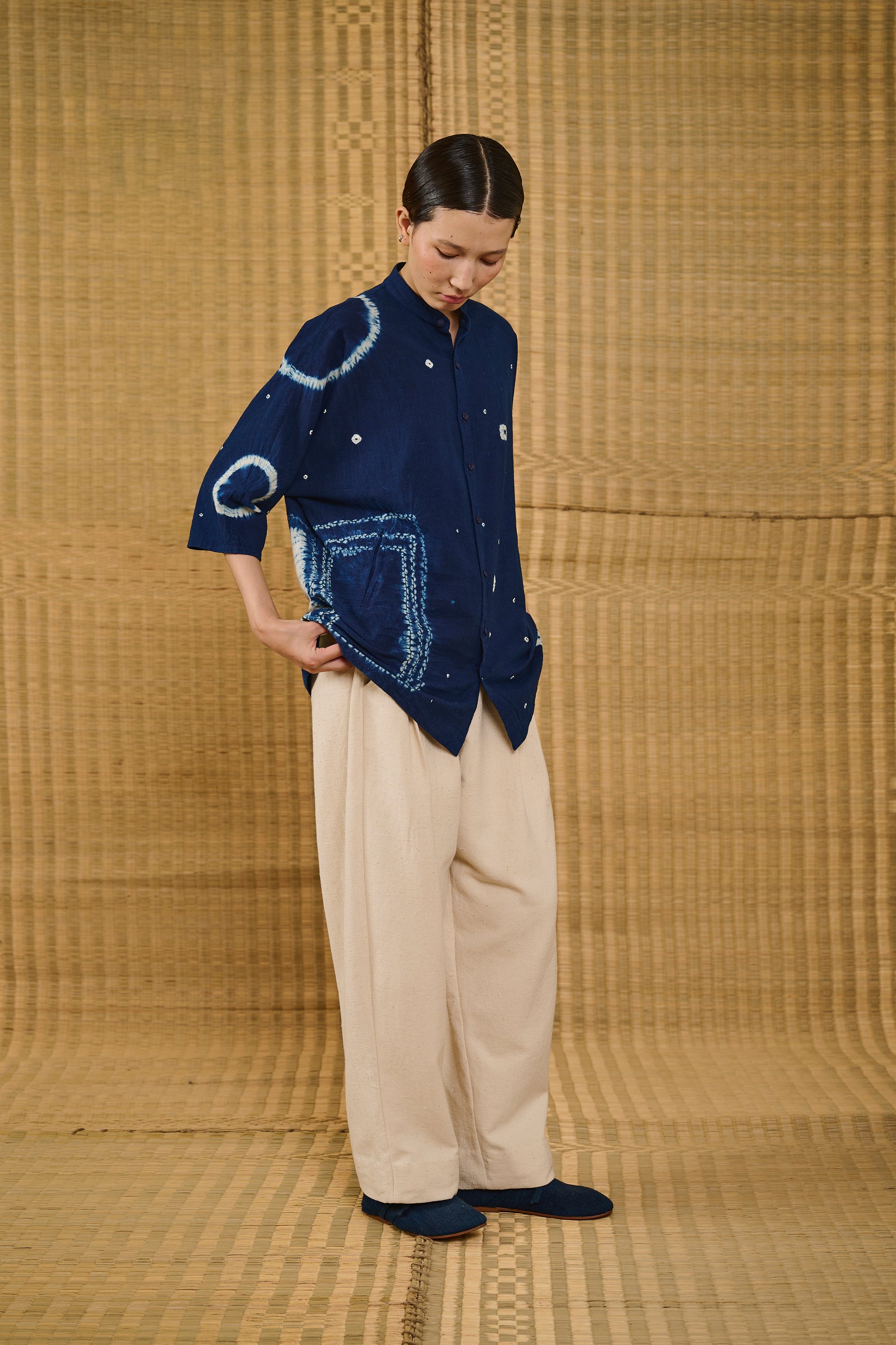 OFF-WHITE ORGANIC COTTON WIDE LEG TROUSER