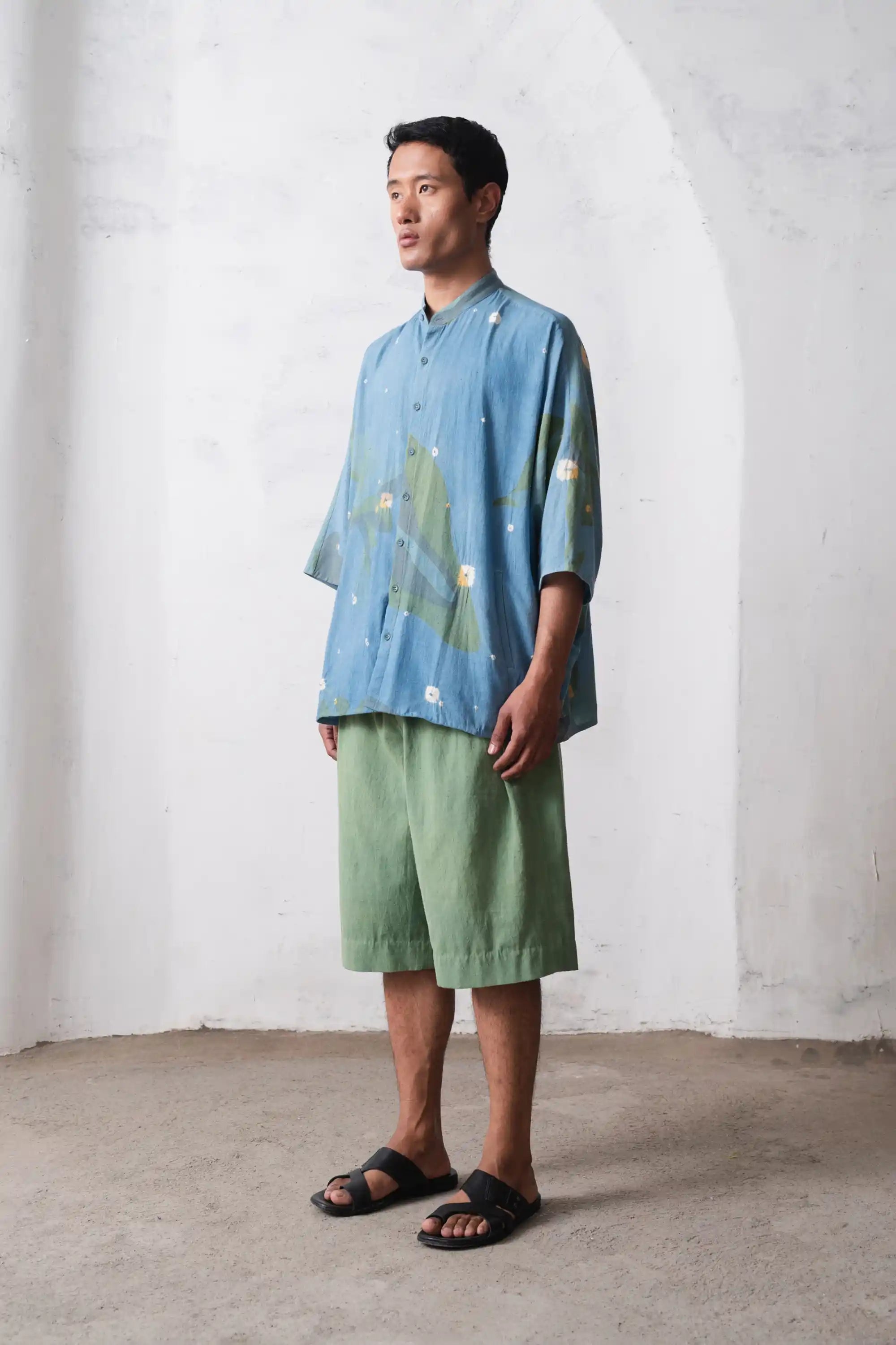 Sky Indigo Shibori-Bandhani Shirt