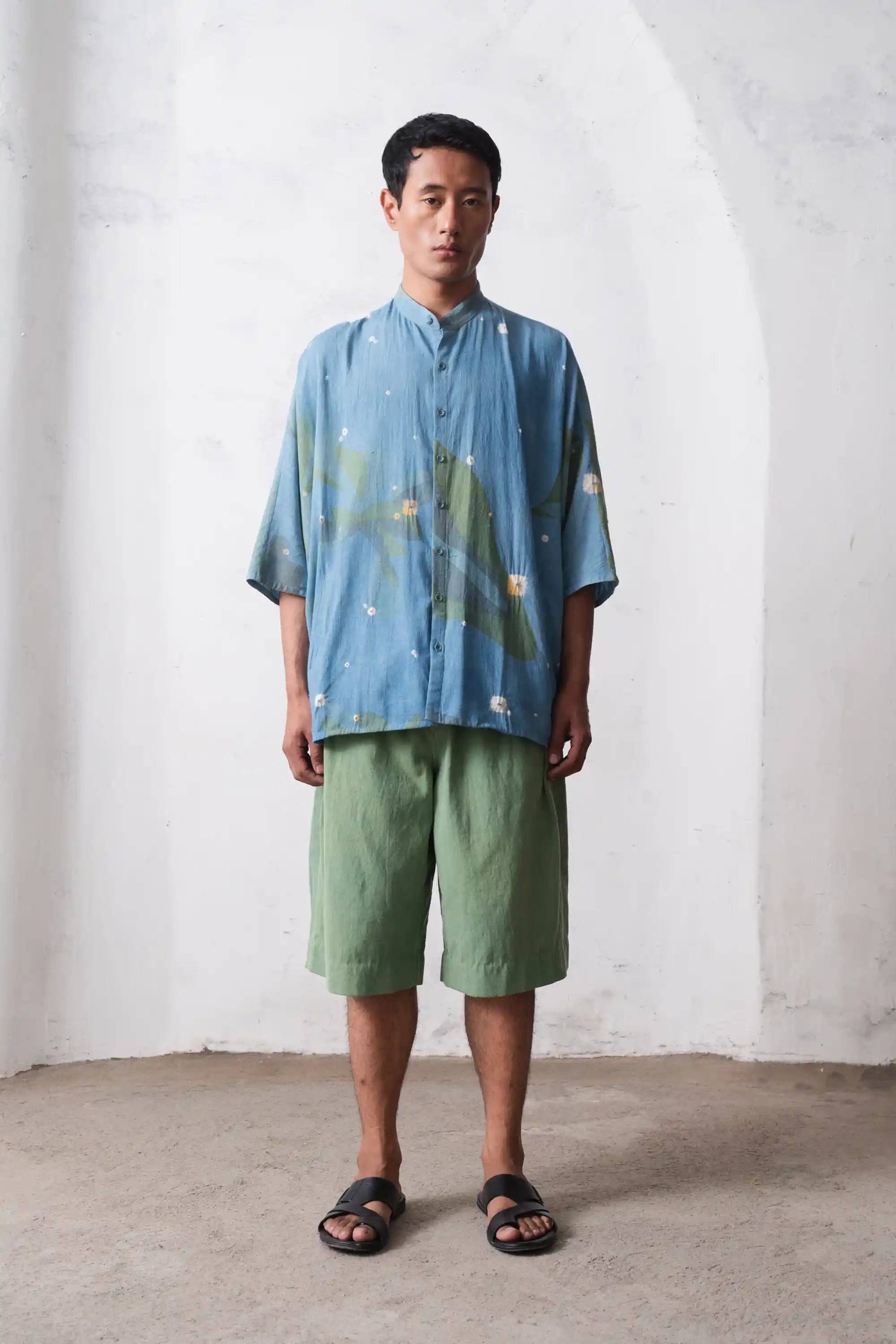 Sky Indigo Shibori-Bandhani Shirt