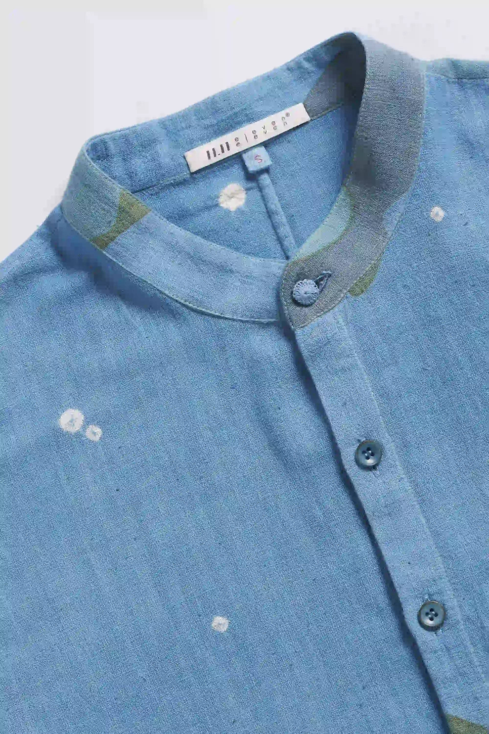 Shibori-Bandhani Shirt in Sky Indigo