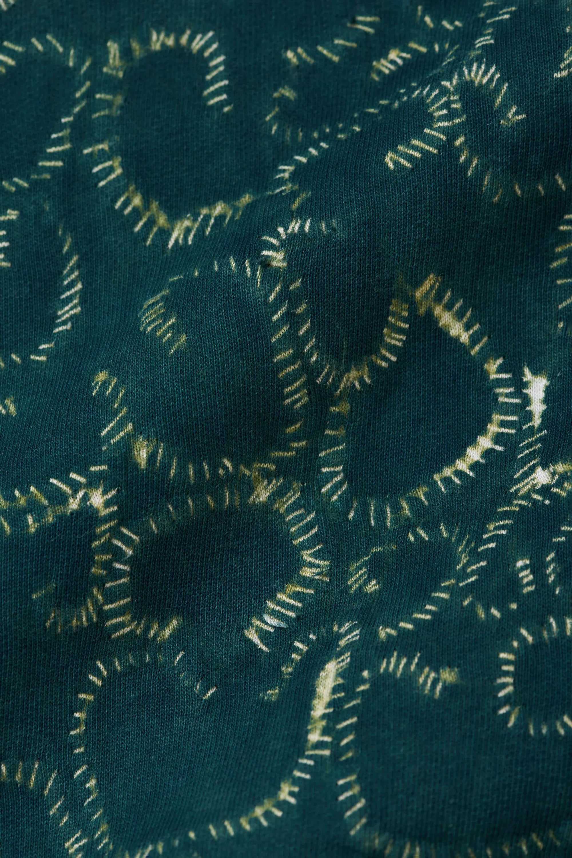 Bottle Green Sweatshirt with Bandhani and Shibori