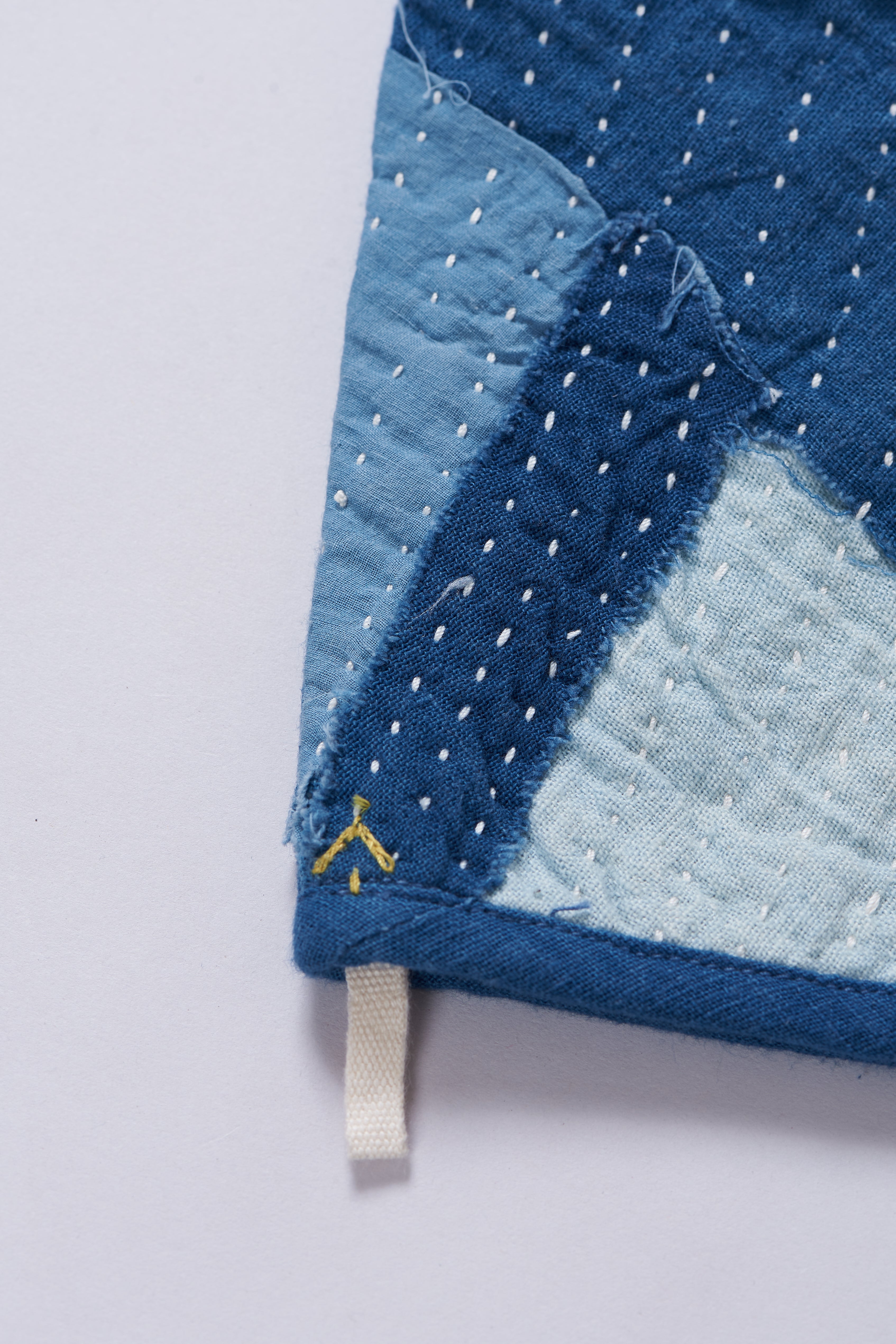HAND QUILTED - KANTHA - OVEN MITS : INDIGO