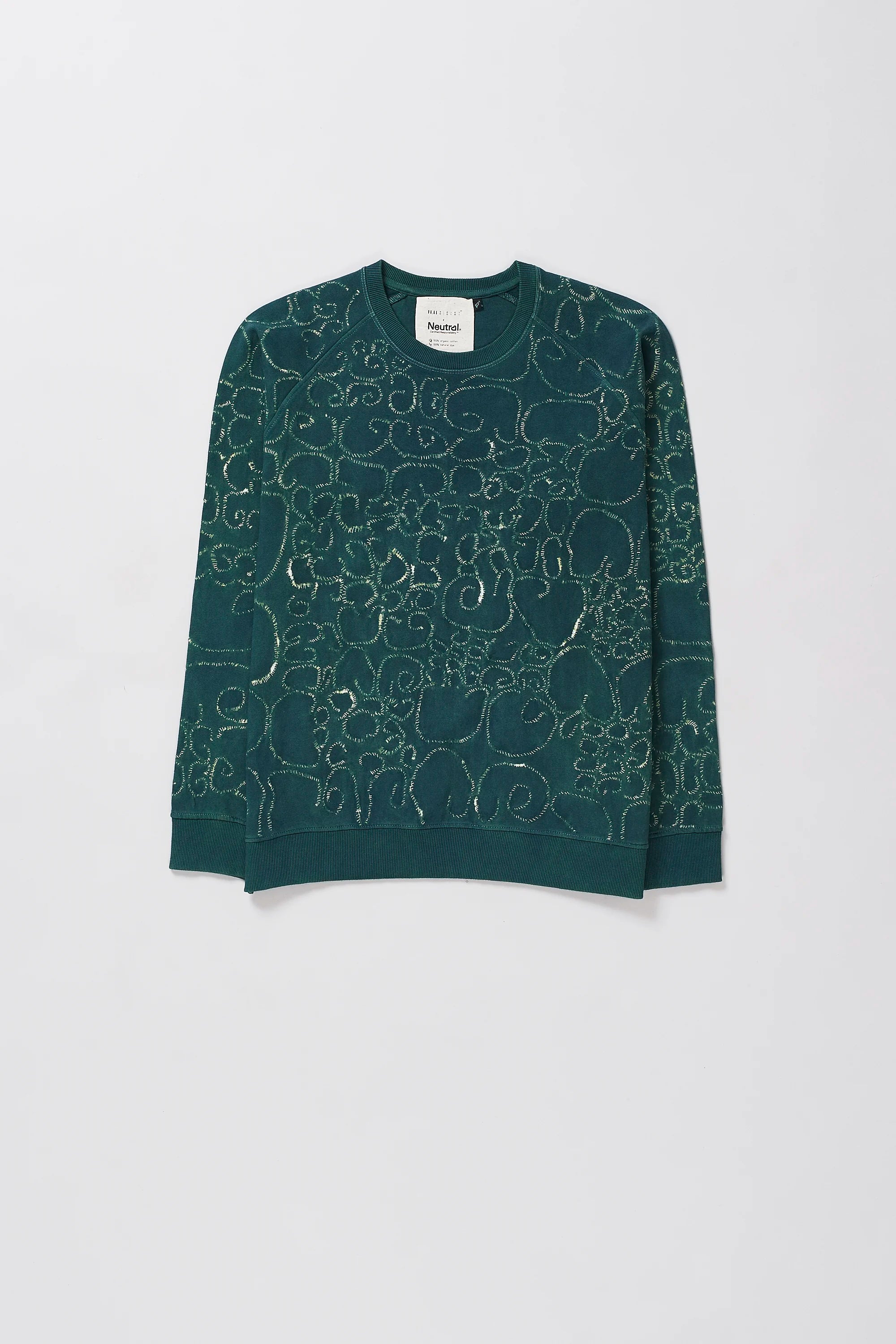 Bottle Green Sweatshirt with Bandhani and Shibori