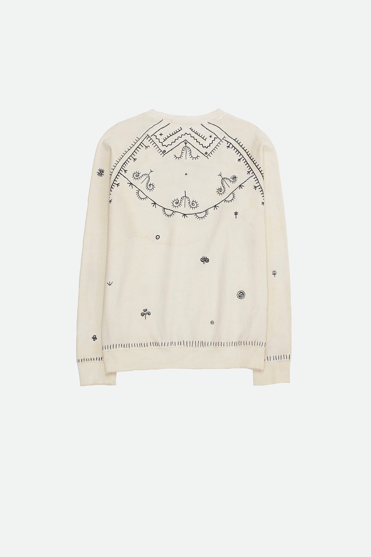 Back image of a ecru sweatshirt