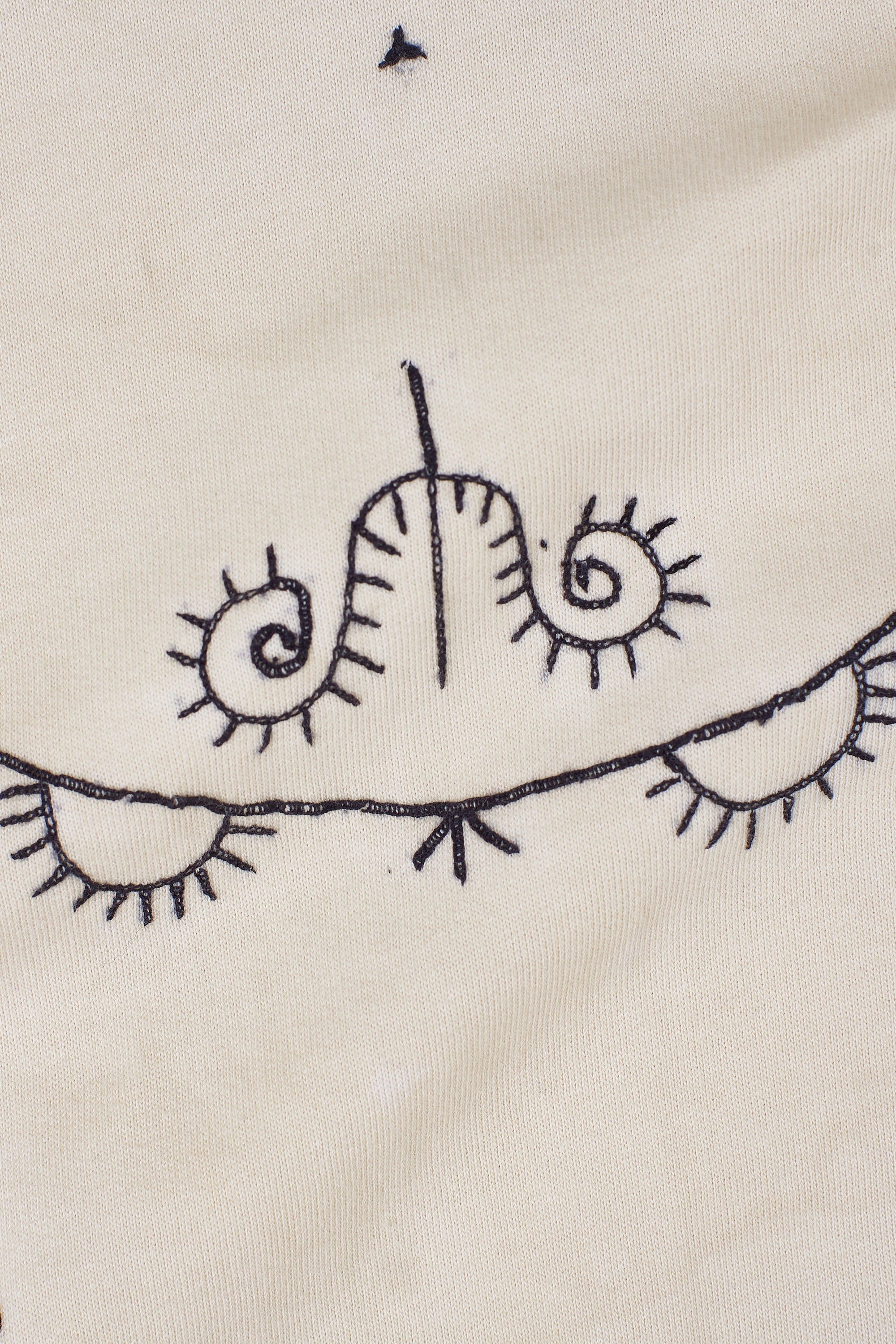 Ecru Cotton Sweatshirt with Embroidery