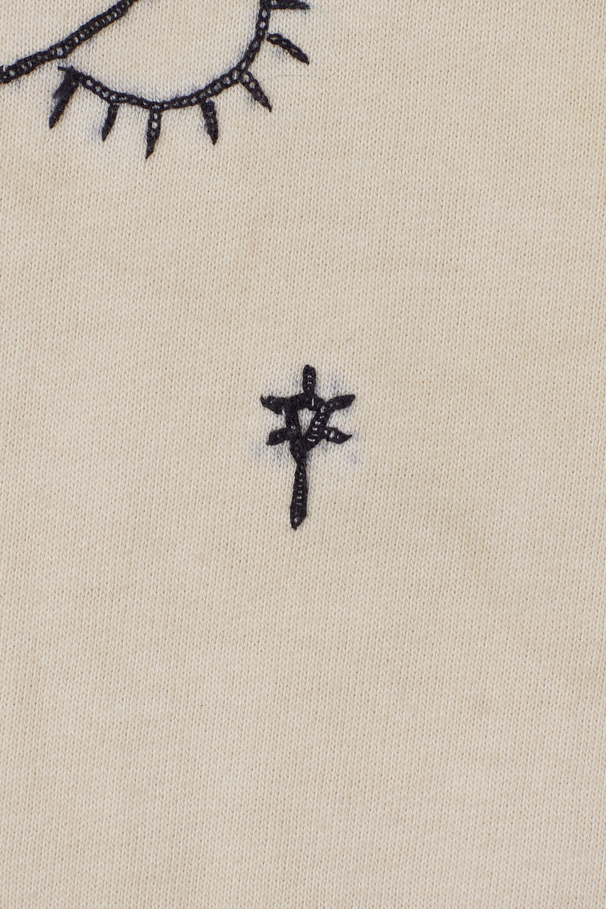 Ecru Cotton Sweatshirt with Embroidery