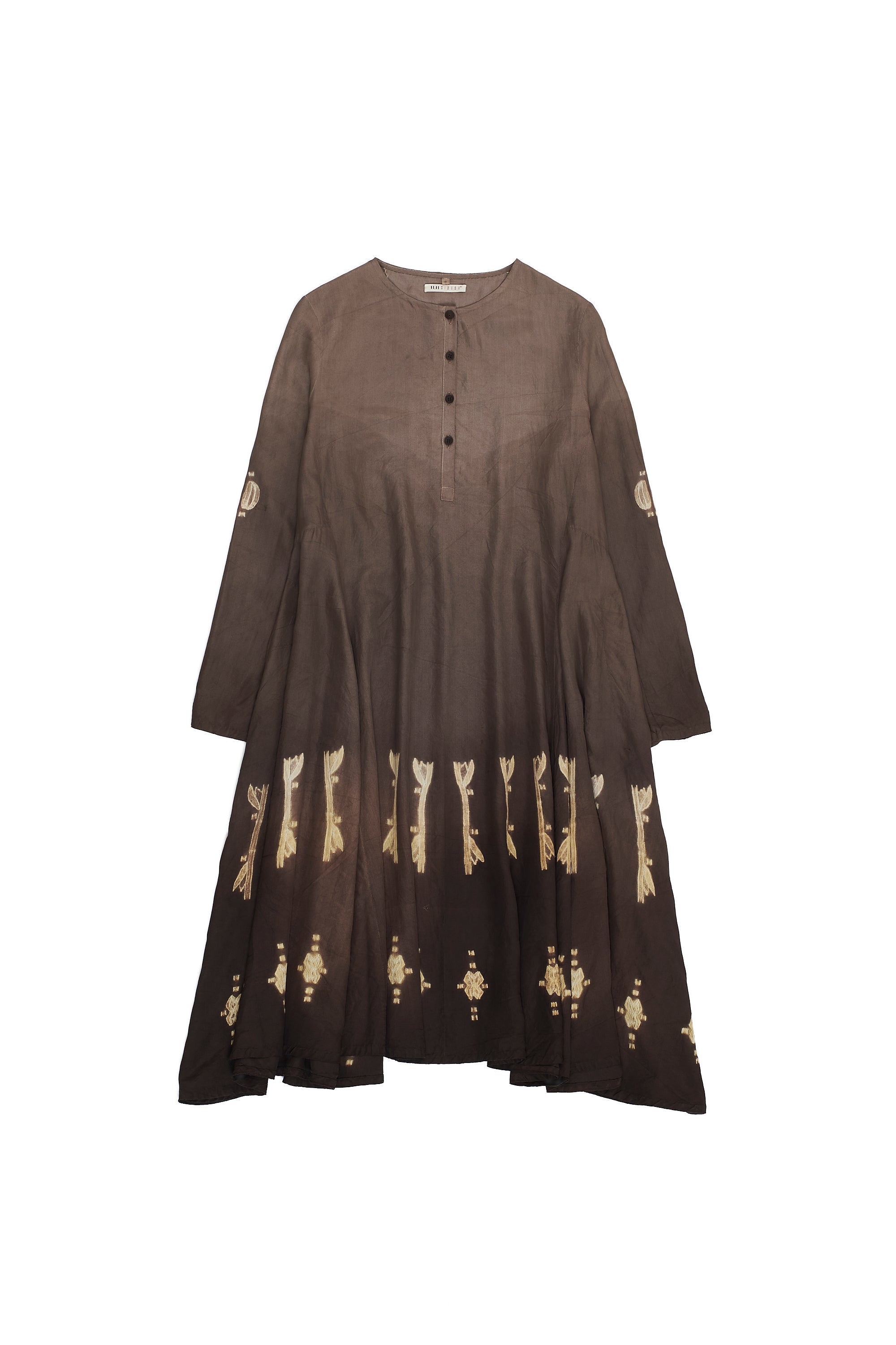 GRADIENT BROWN SILK SHIBORI WOMEN DRESS