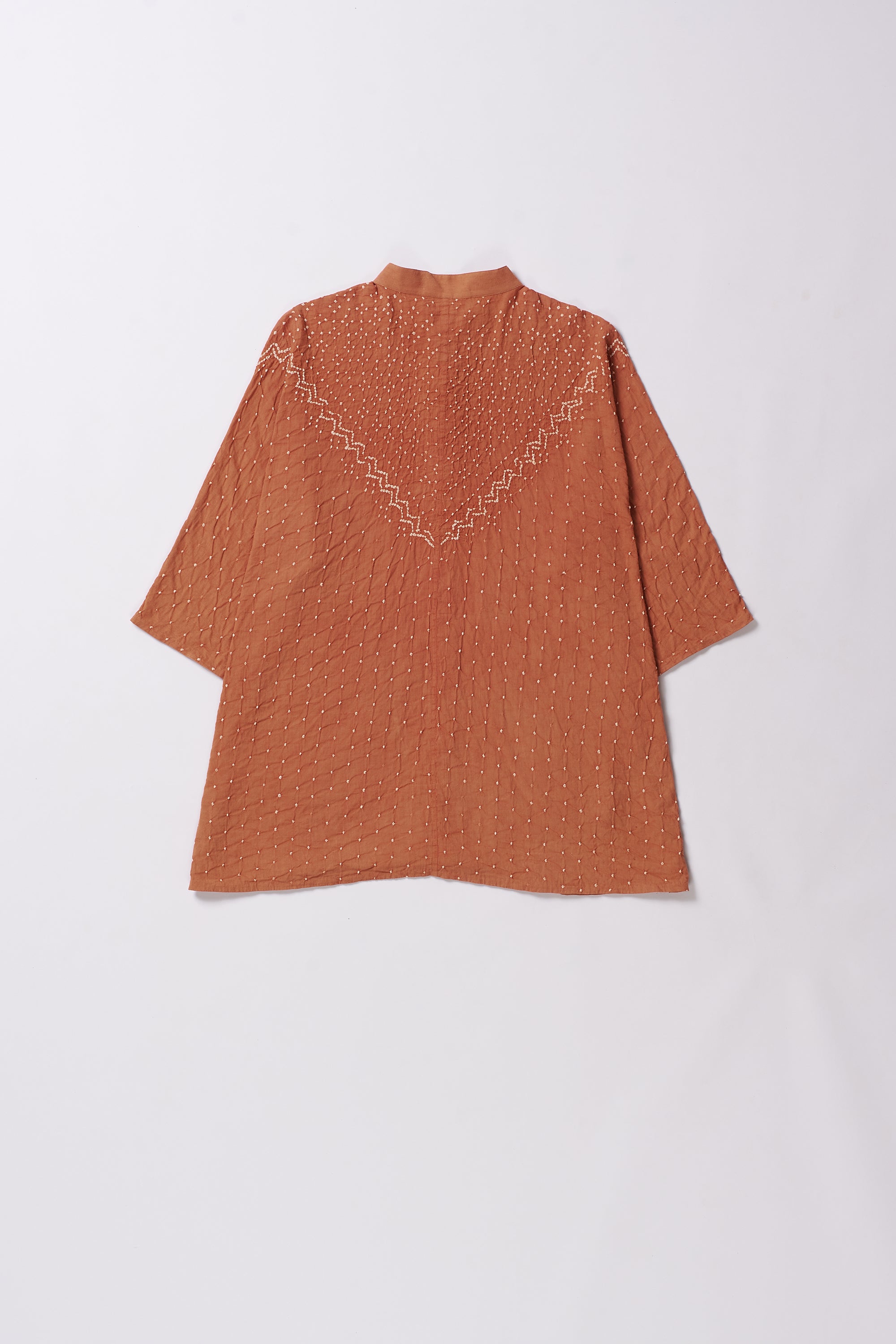 Sunset Orange Cotton Bandhani Shirt
