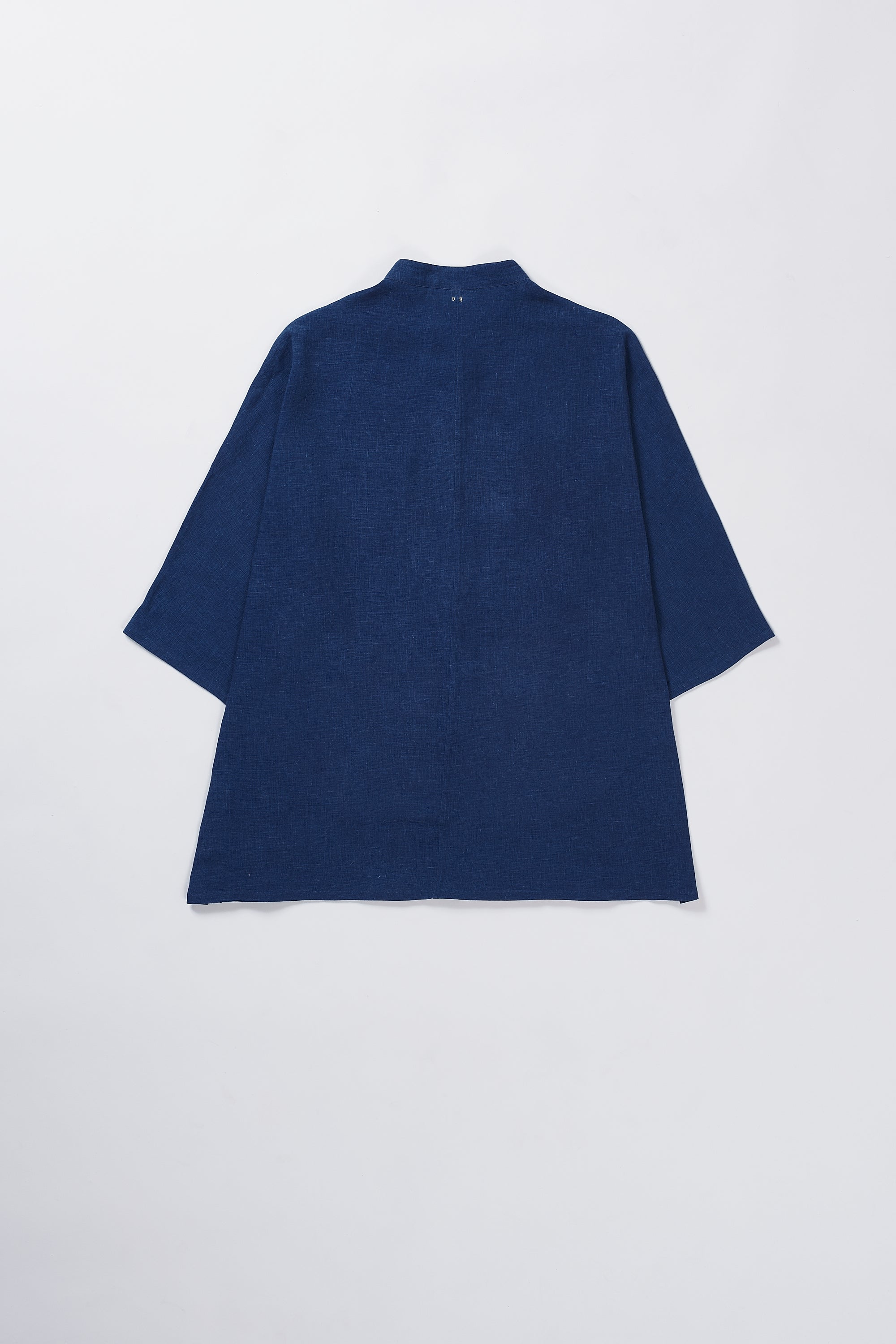 100% Linen Kimono Half Sleeve Shirt Medium Indigo