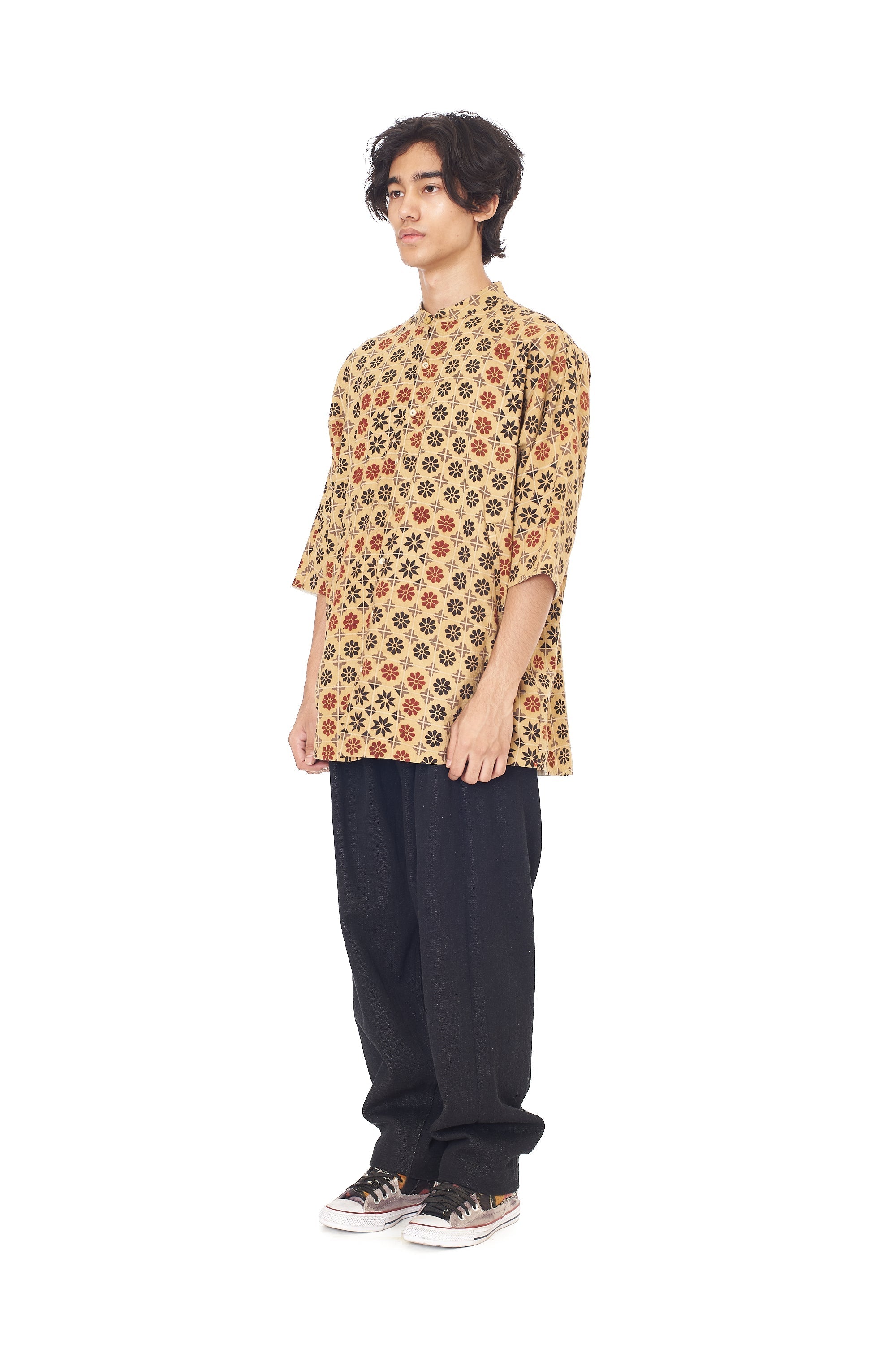 MULTI-COLOUR ATTHANGUDI TILE INSPIRED BLOCK PRINT COTTON SHIRT
