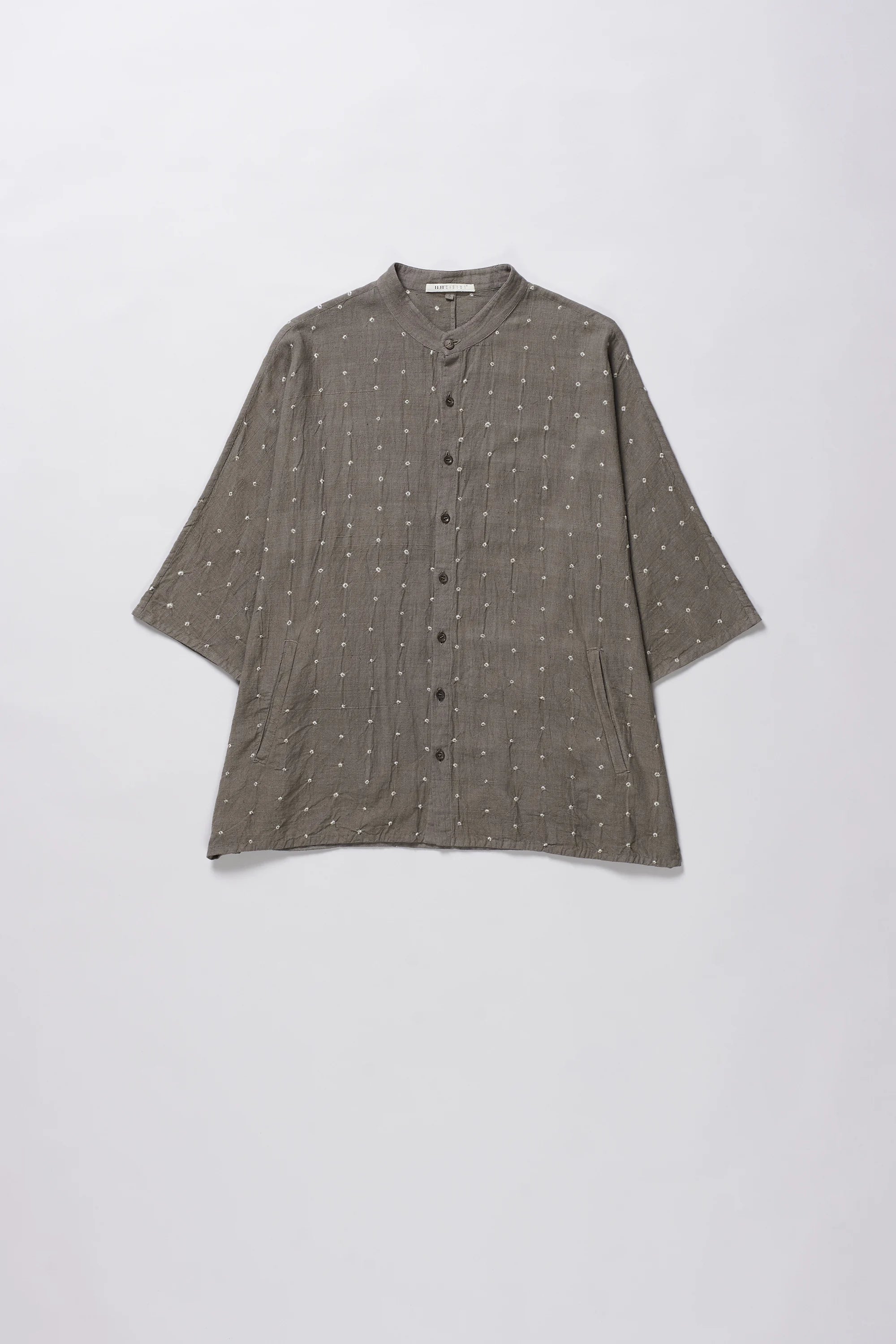 Ash Grey Organic Cotton Bandhani Shirt