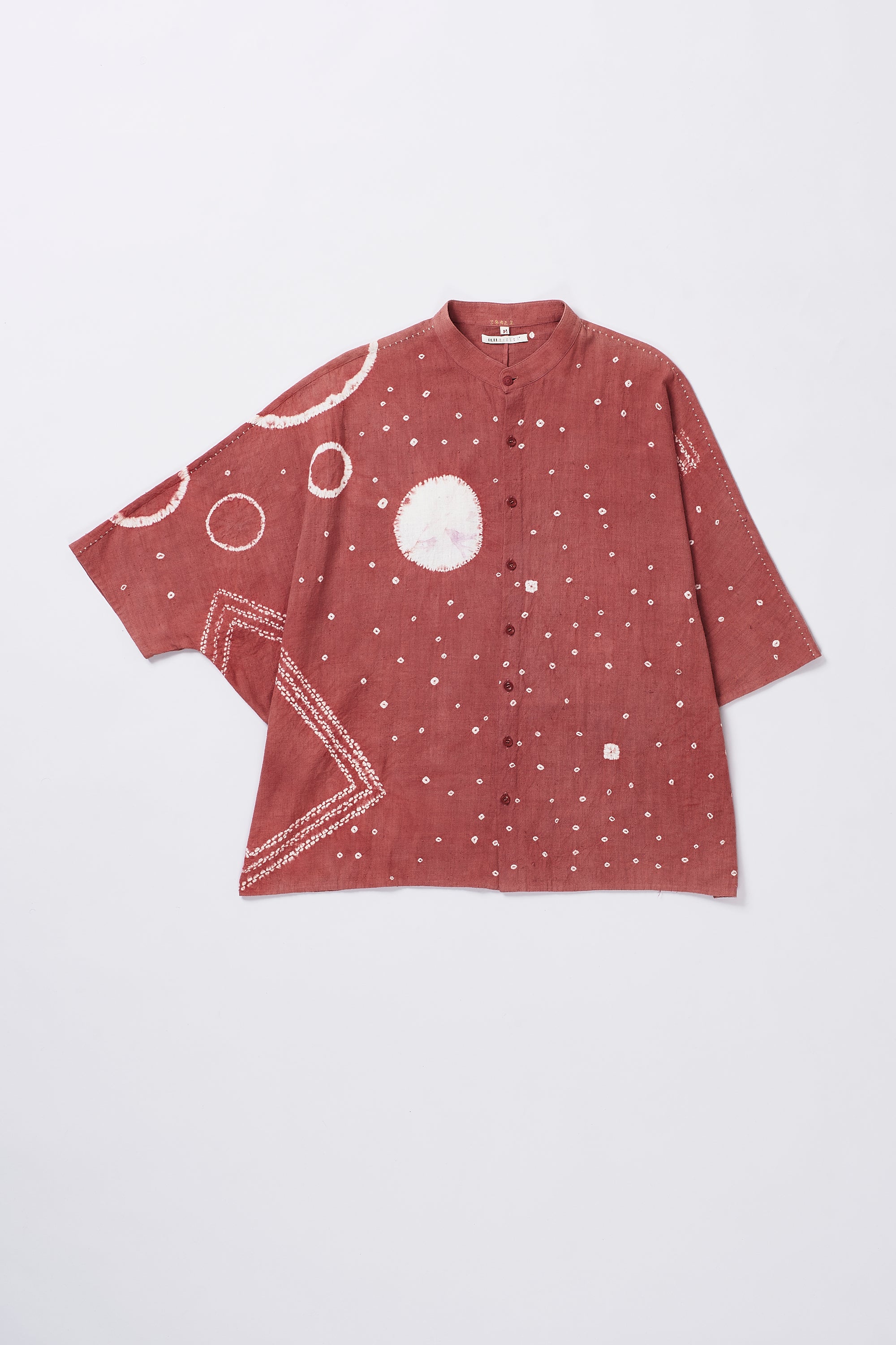 CRIMSON PINK ORGANIC COTTON SHIRT CRAFTED WITH SHIBORI