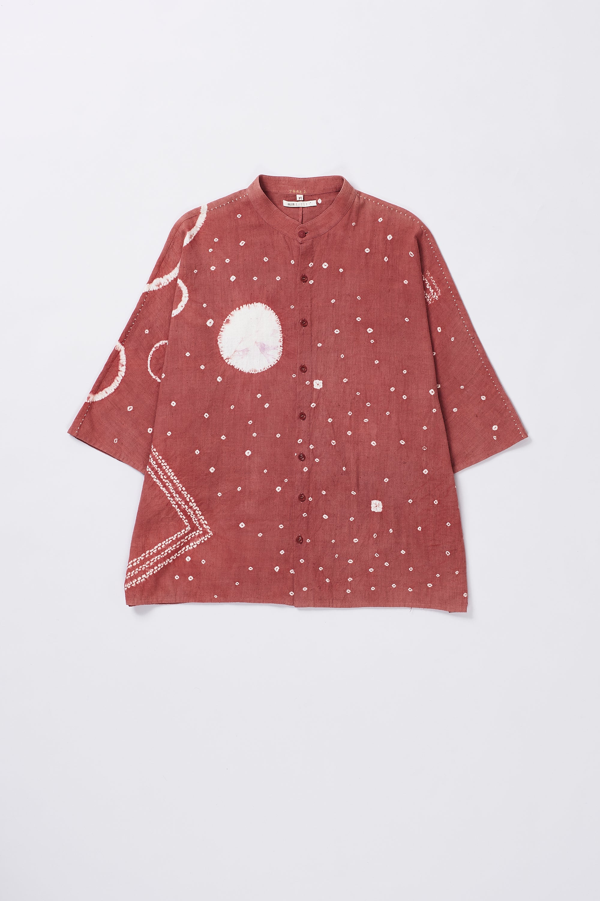 ROUGE PINK ORGANIC COTTON SHIRT CRAFTED WITH SHIBORI