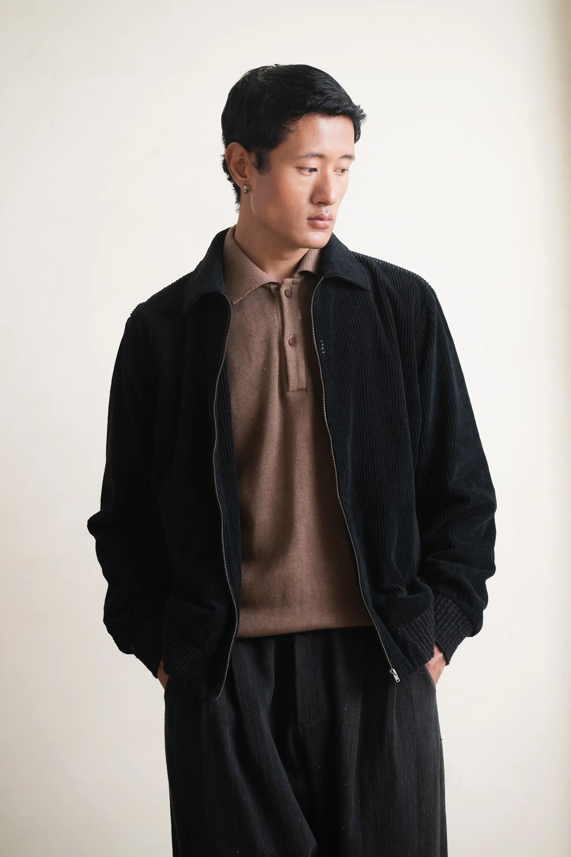 Black Corduroy Bomber Jacket