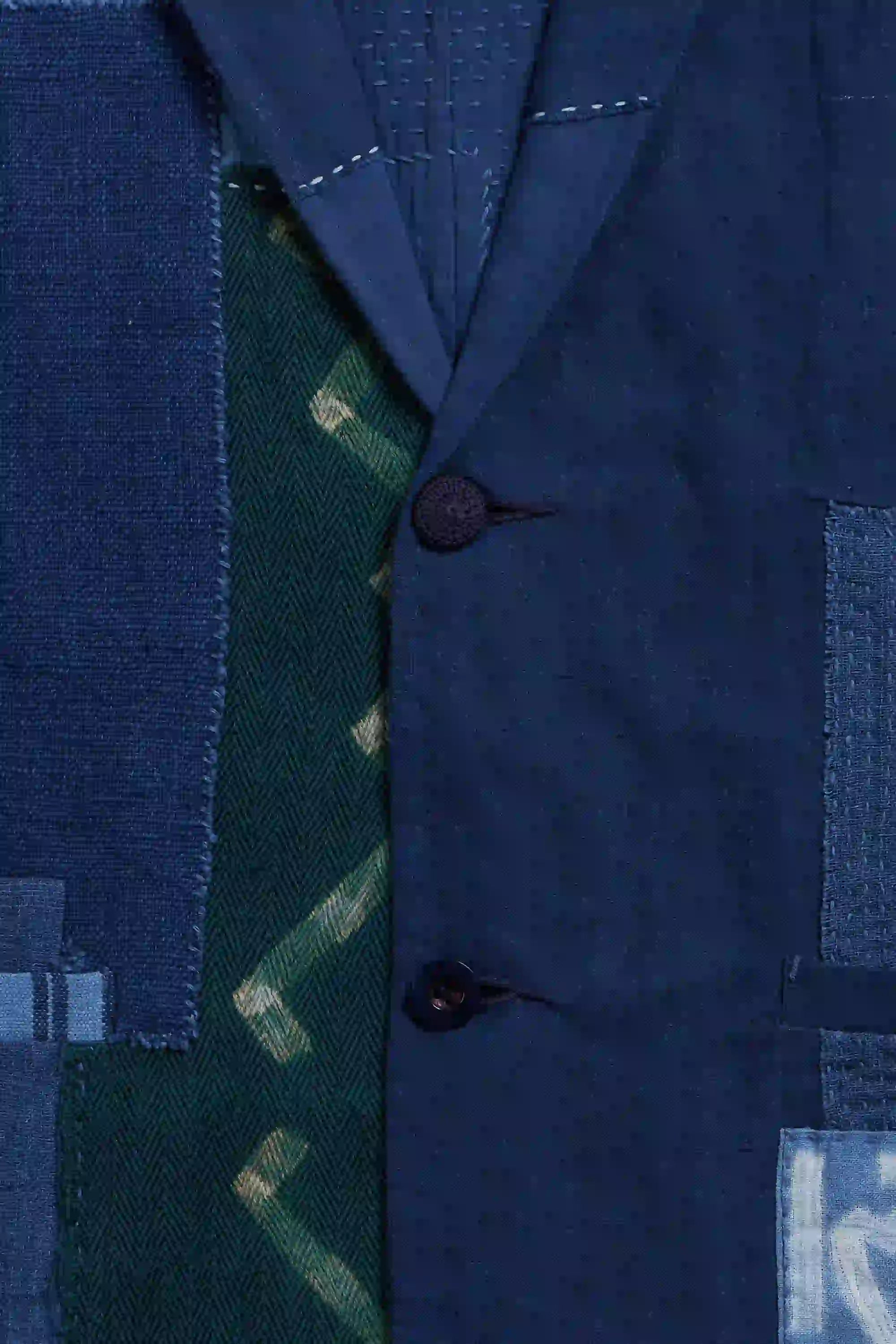 Patchwork Jacket in Medium Indigo