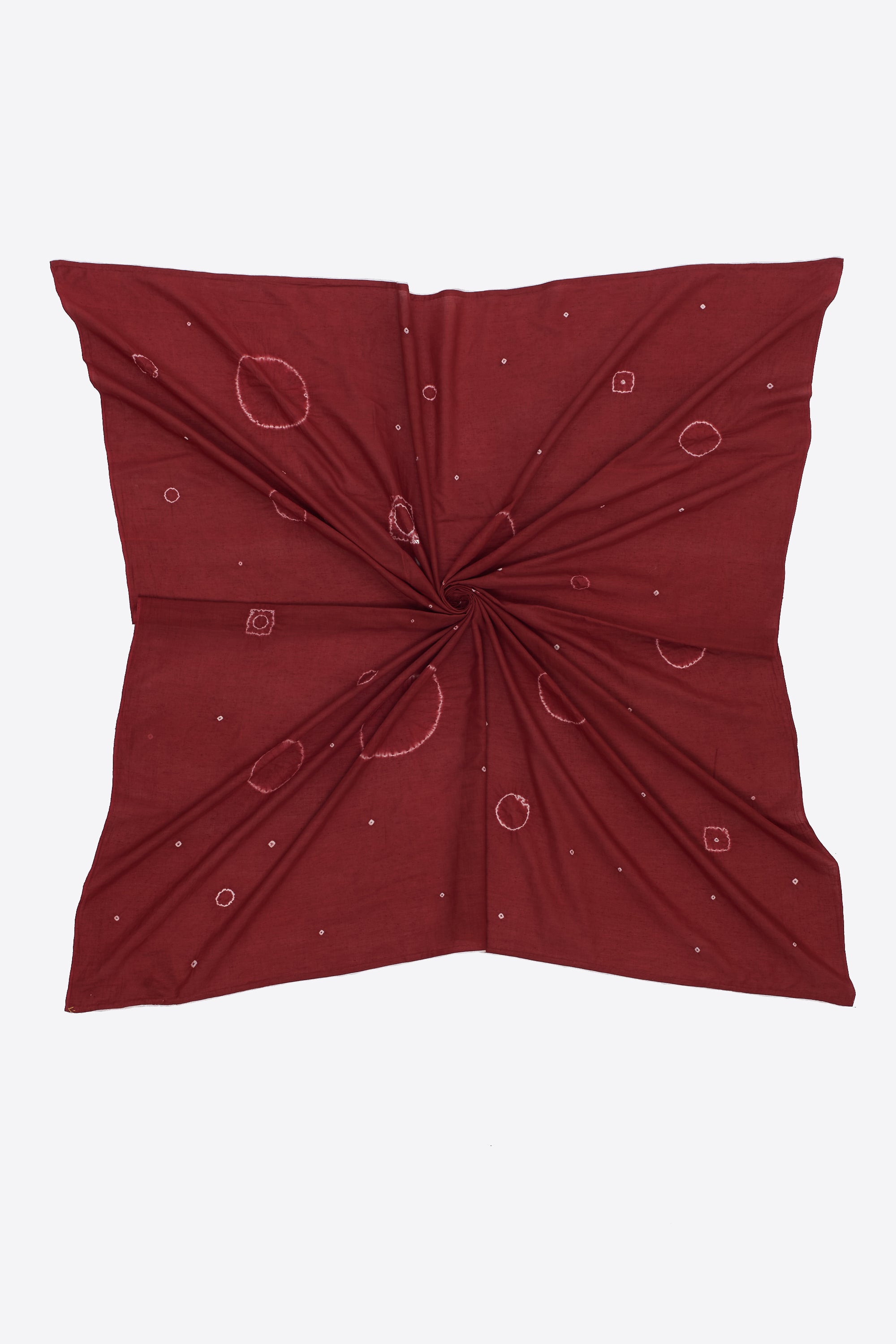 CRIMSON PINK COTTON SILK SQUARE SCARF CRAFTED WITH SHIBORI