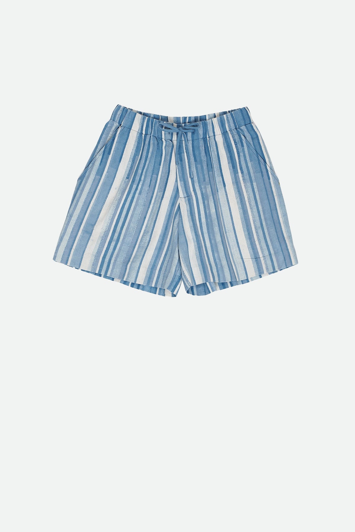 Light Indigo Screen Printed Cotton Unisex Shorts