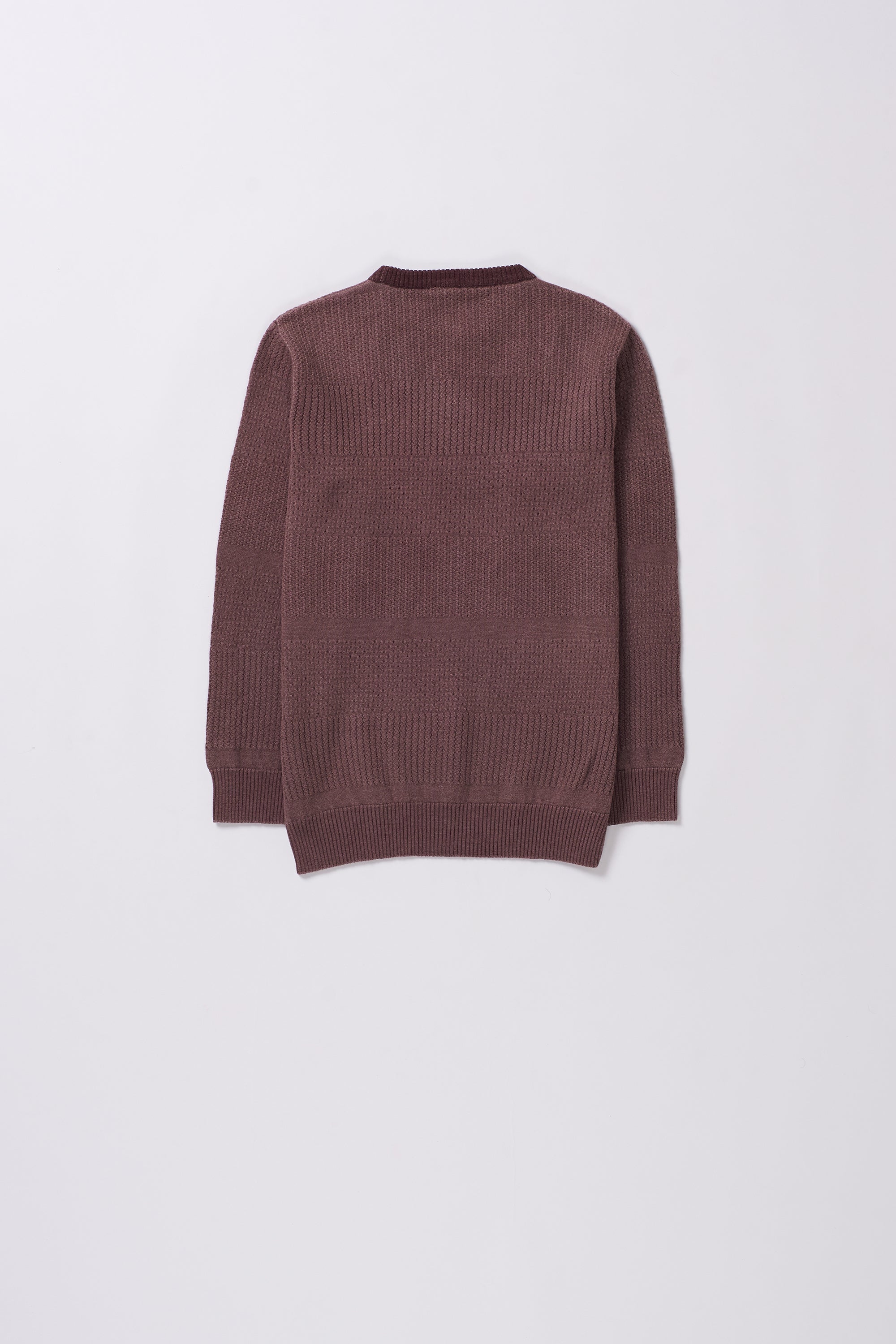 BURNT UMBER MERINO WOOL POINTELLE SWEATER