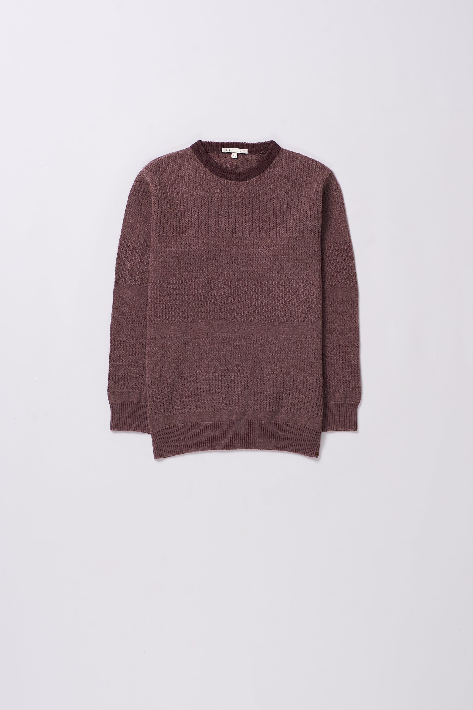 BURNT UMBER MERINO WOOL POINTELLE SWEATER