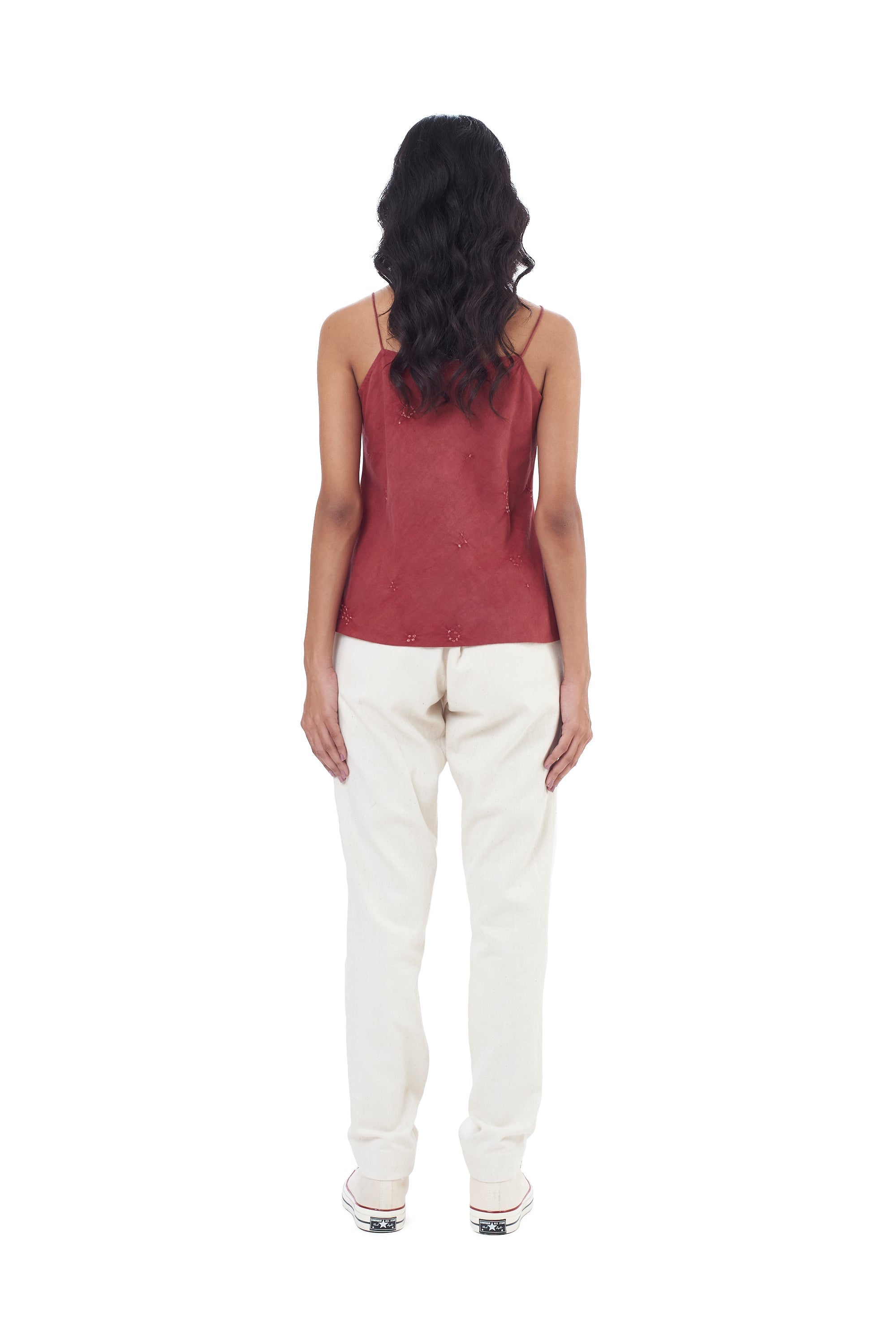 CRIMSON PINK STRAPPY TOP WITH MINIATURE BANDHANI