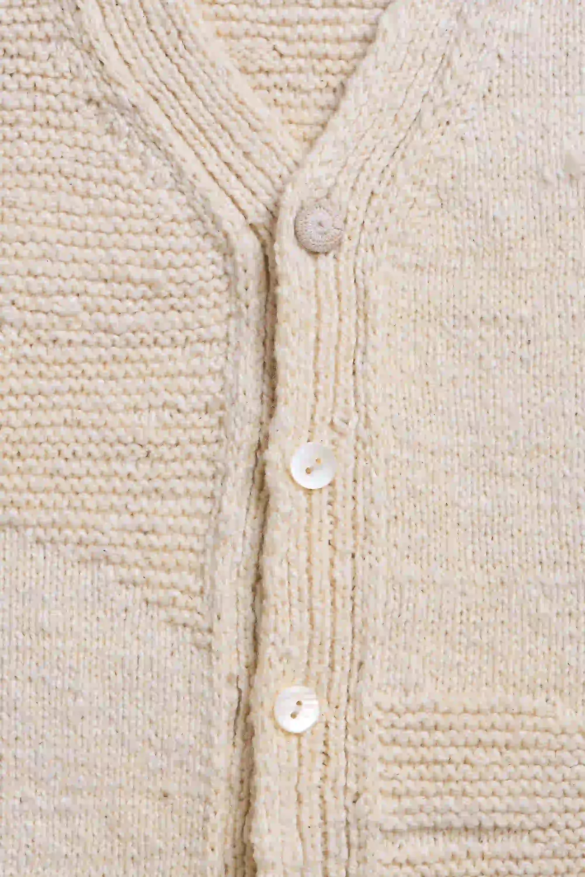 Ecru Sleeveless Knitted Cardigan