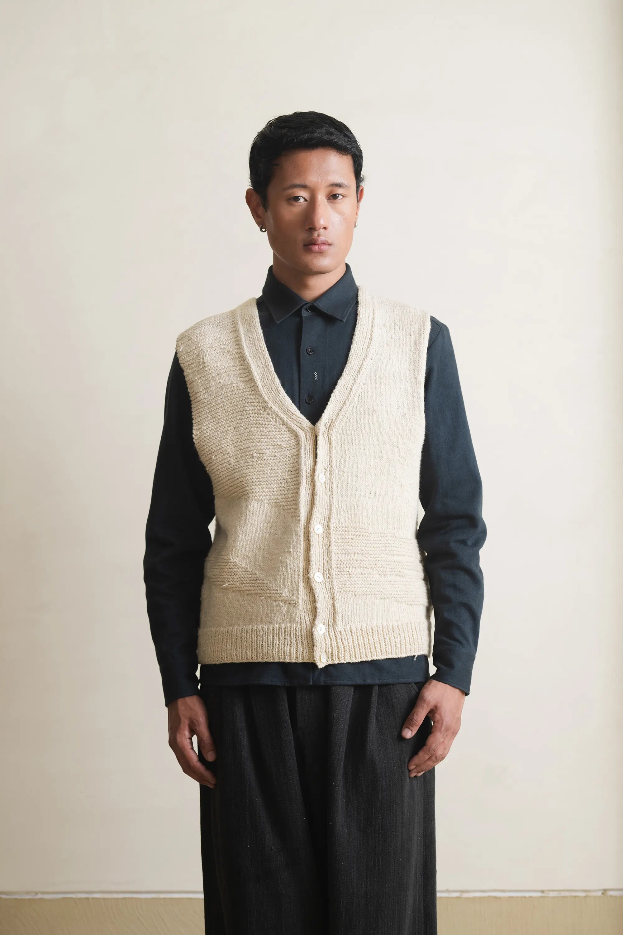 Ecru Knitted Vest