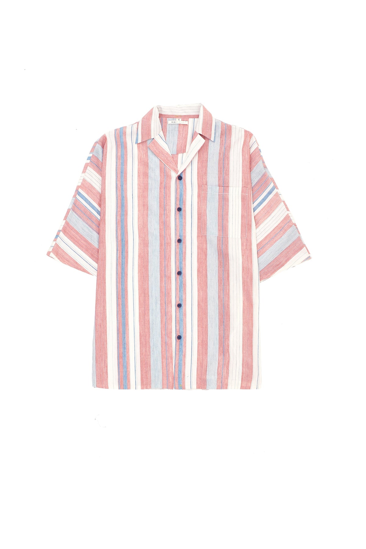 Notch Collar Multi-Color Striped Shirt