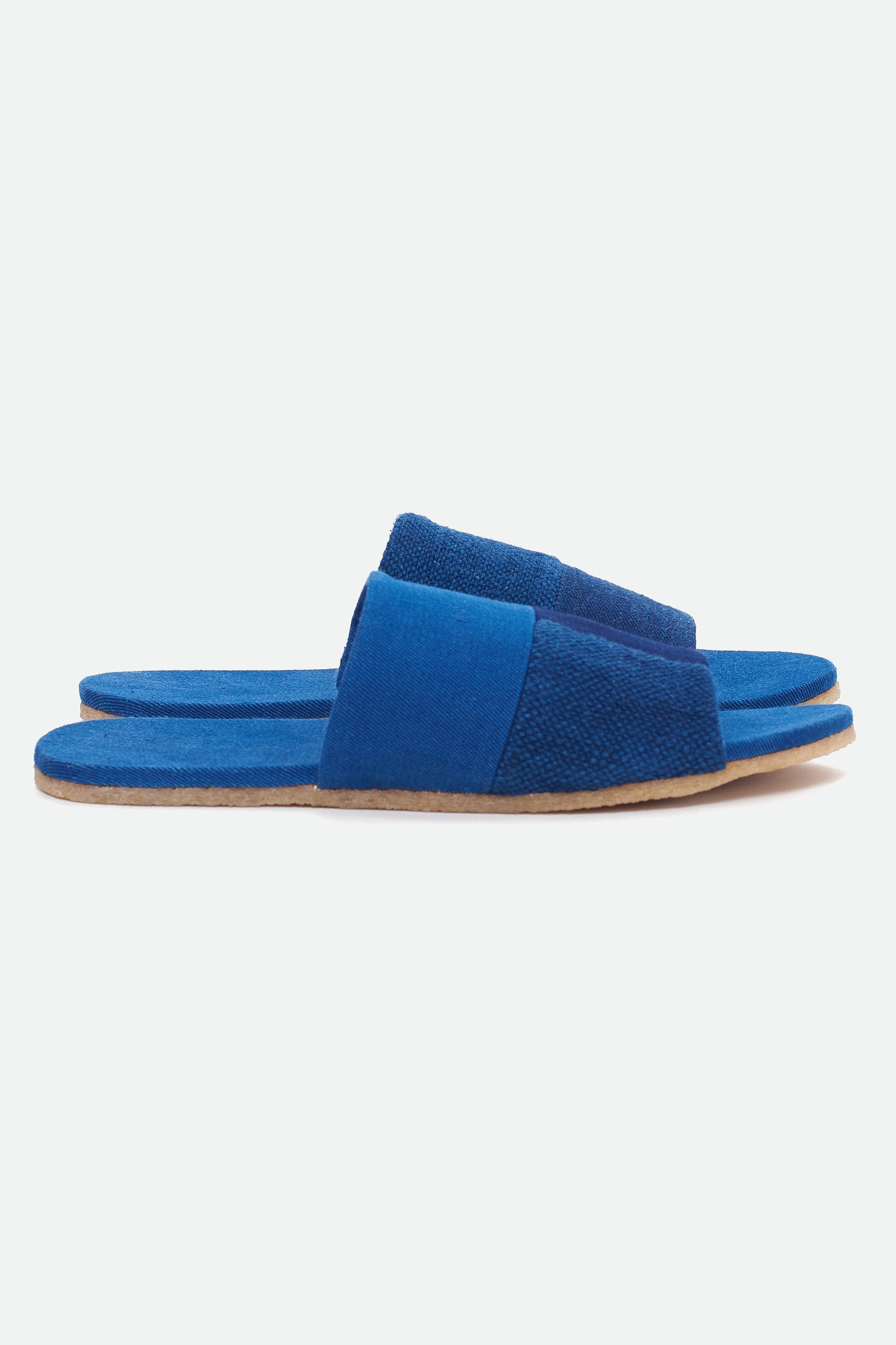 INDIGO HANDCRAFTED PAIR OF PATCHWORK SLIDES