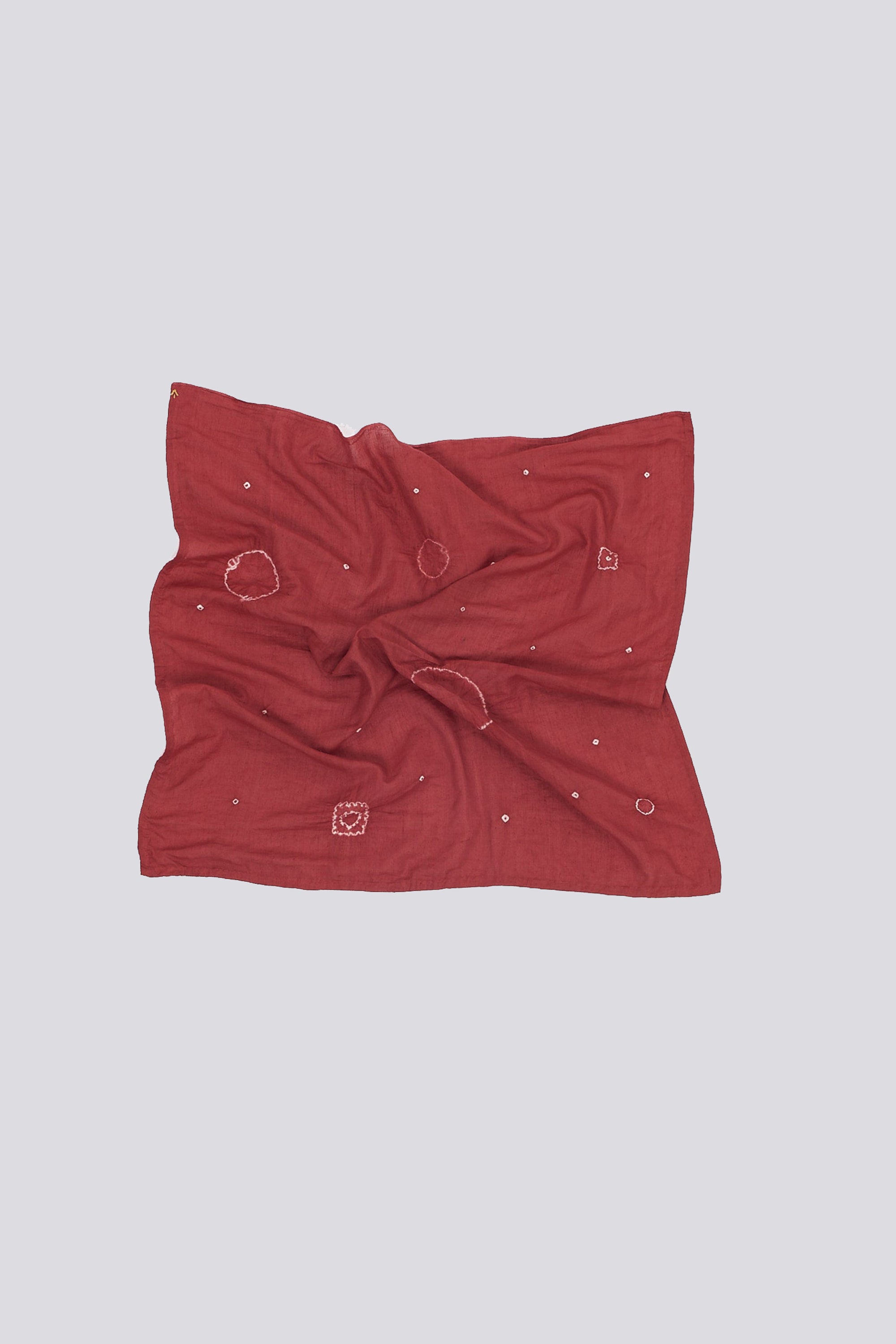 Crimson Pink Cotton Square Silk Scarf Crafted with Shibori
